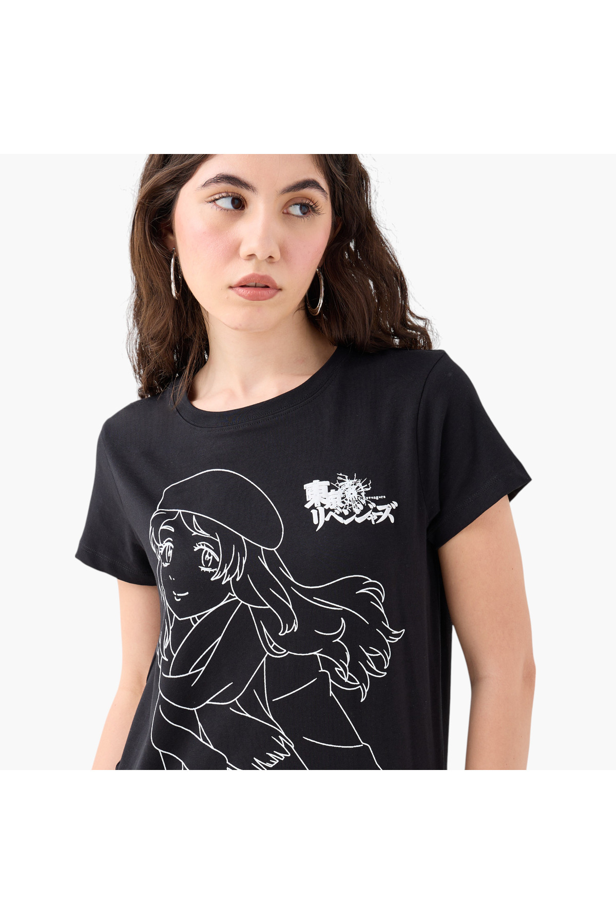 SP Characters-Graphic Print T-shirt with Crew Neck and Short Sleeves 4