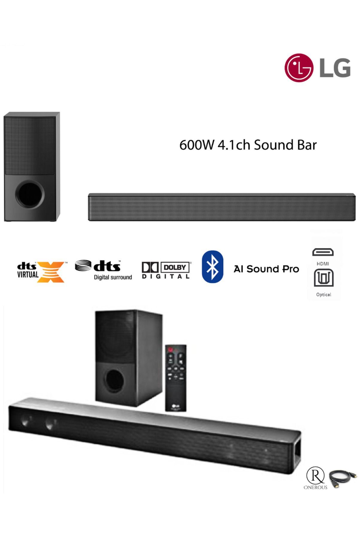 600W Yüksek Ses ve Kalite Ev sinema Soundbar  Ses Sistemi DTS 4.1 Kanal Sinema
