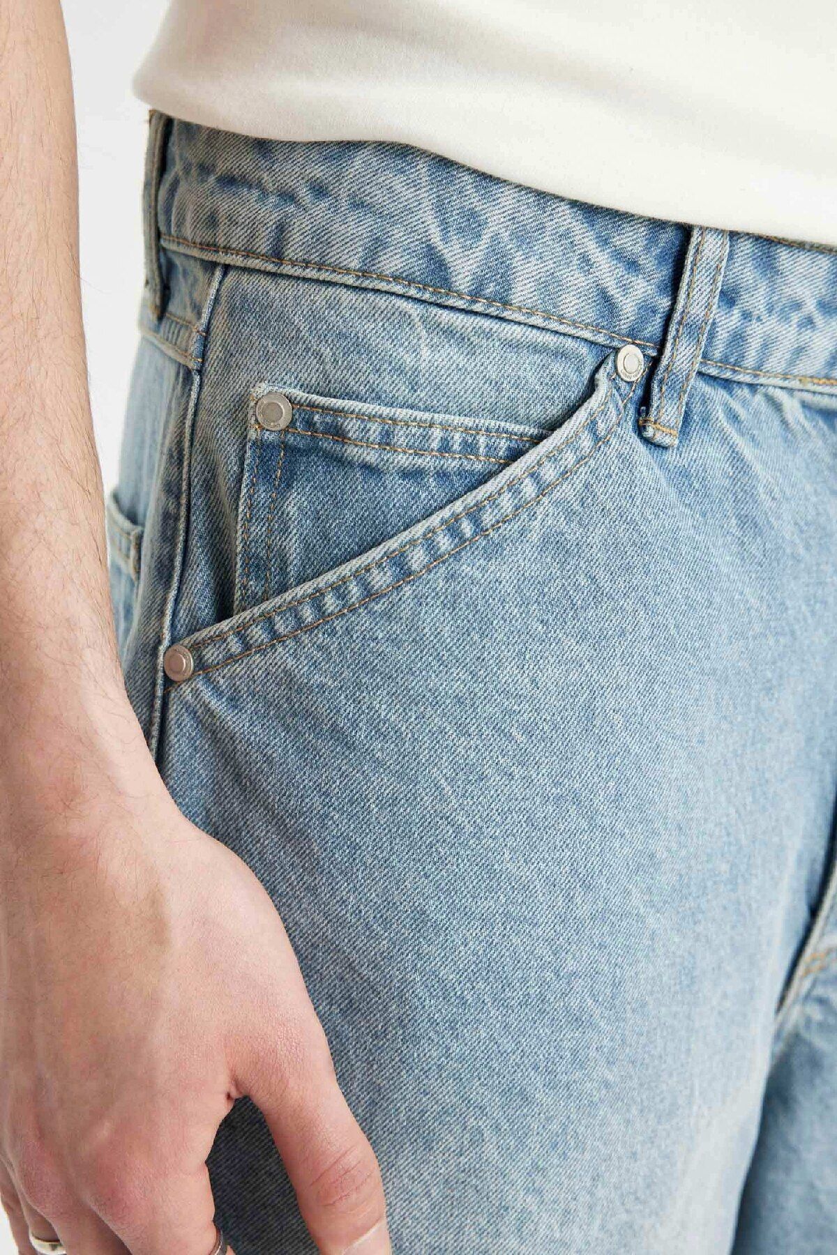 DeFacto-Φαρδύ βερμούδα Jean Shorts - C2048ax24sm 5