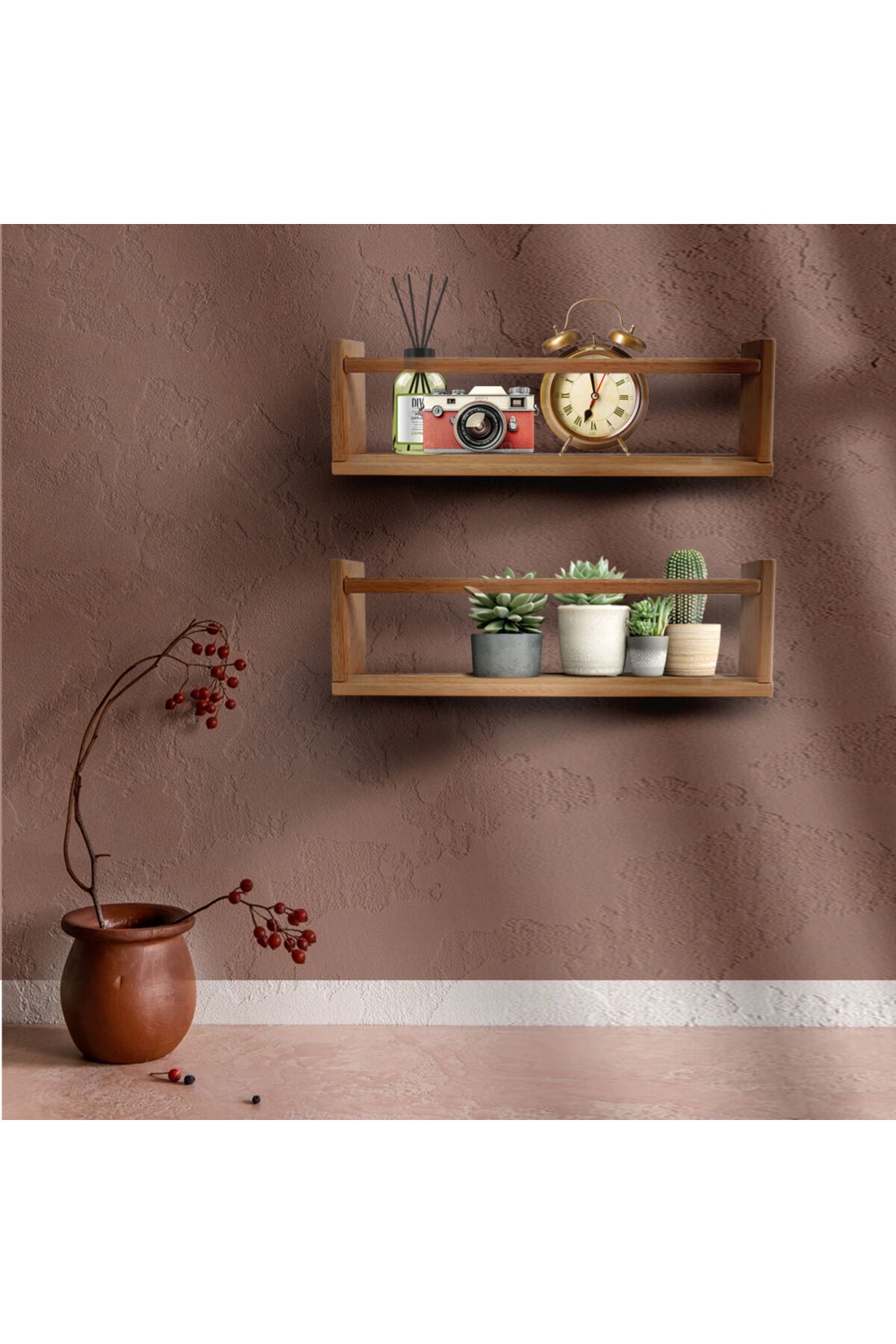 قفسه دیواری چوبی دو طبقه