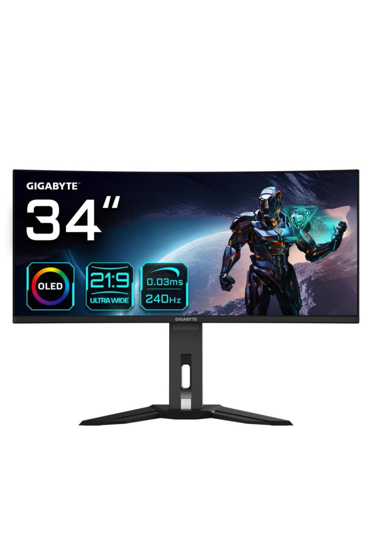 Gigabyte-Monitor Gaming OLED, WQHD, DisplayPort, HDMI, Boxe, 240Hz, ms, Negru 2