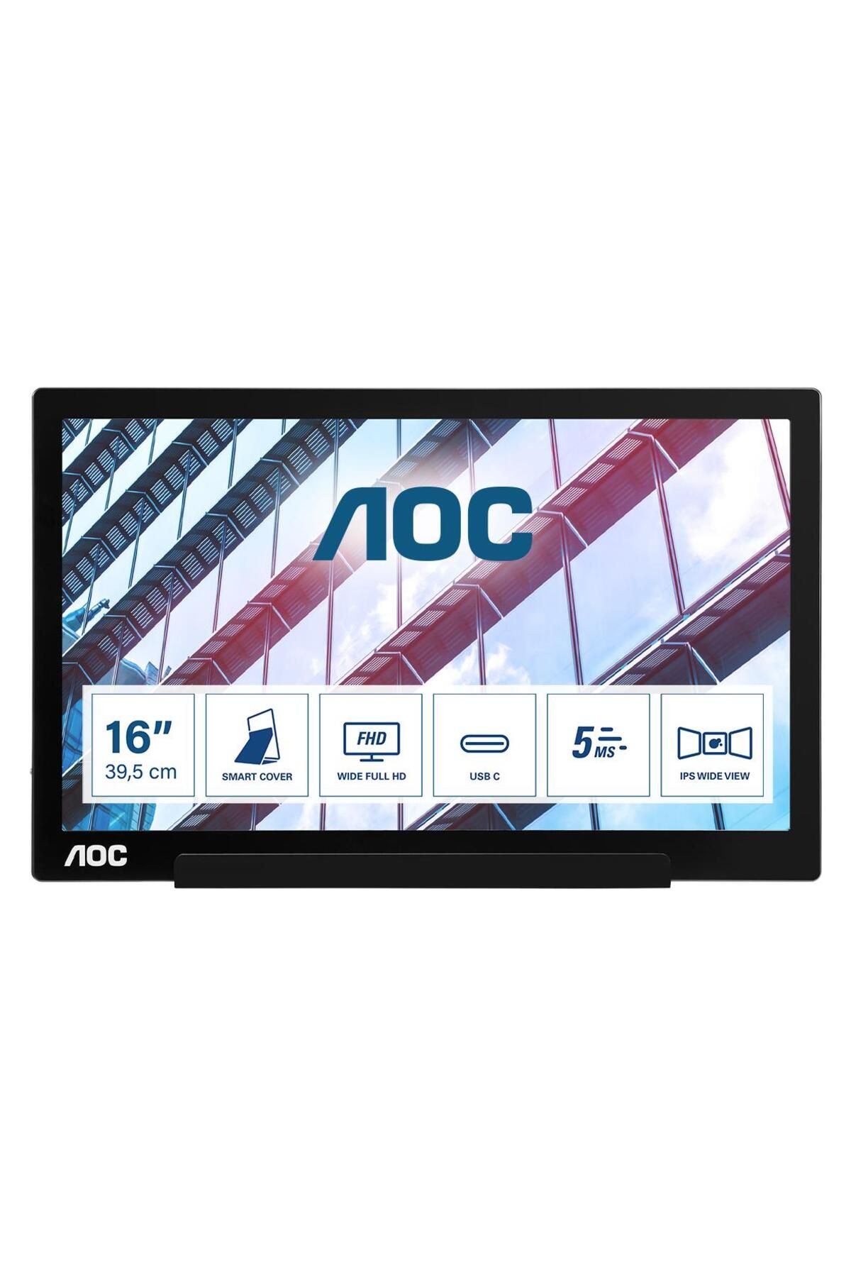 Aoc-Monitor portabil LED IPS AOC 15.6inch, Full HD, USB-C, Negru 1