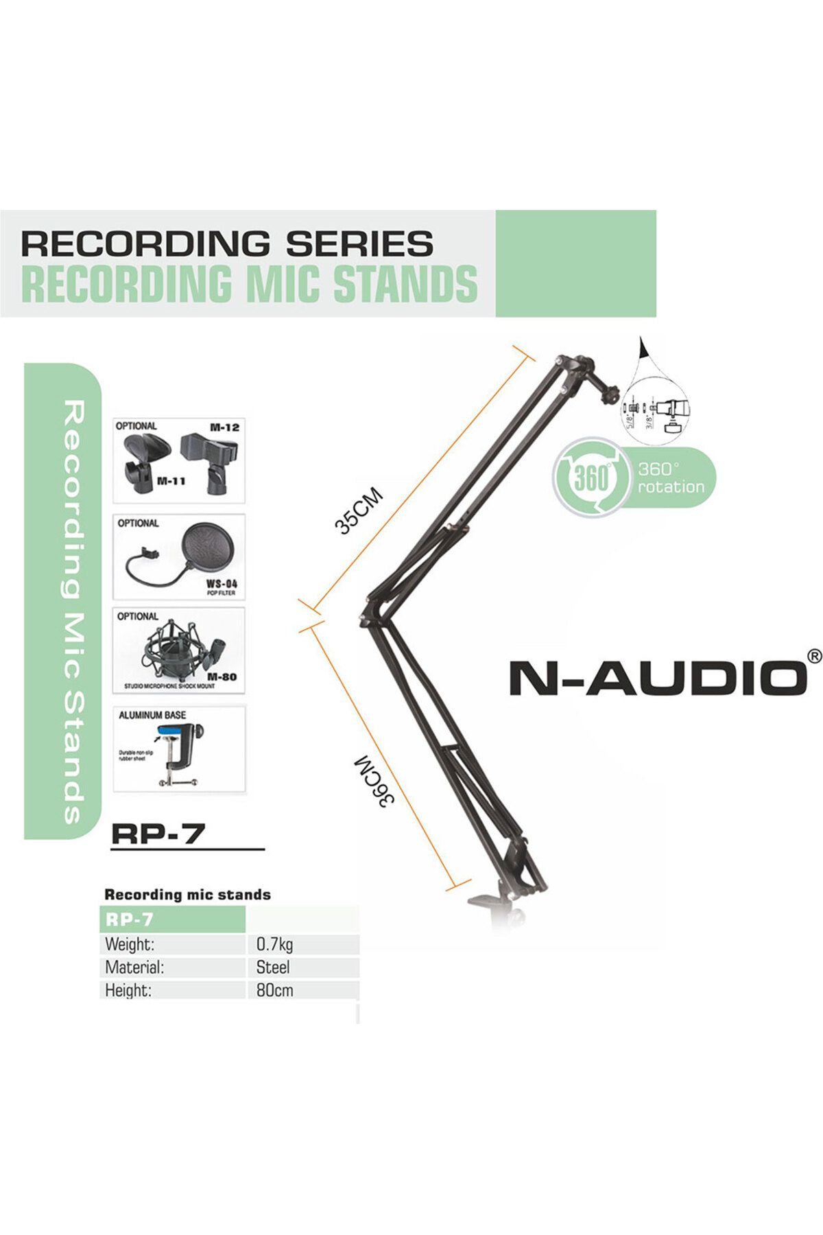 N-audio Rp-7 36Cm Podcast Akrobat Masa Monteli Mic Stand