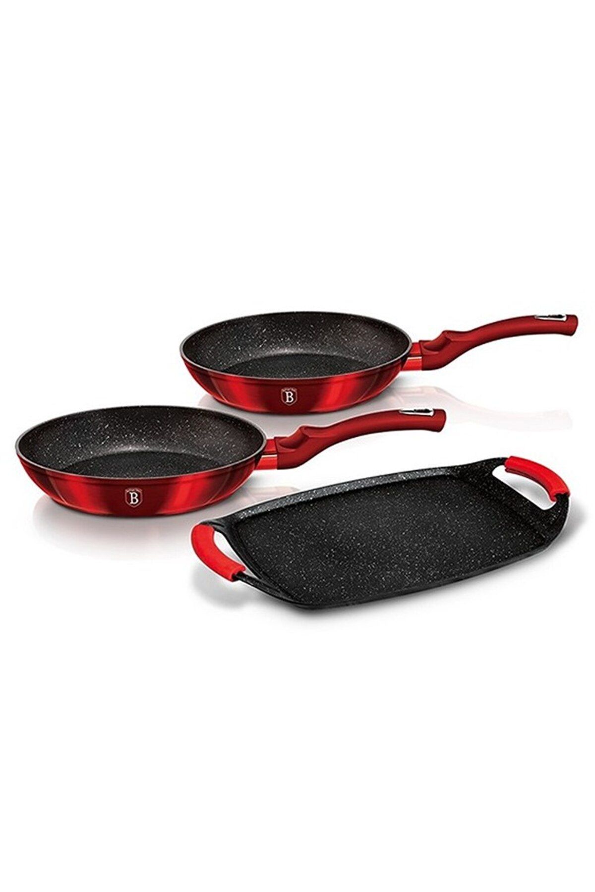 Berlinger Set Tigai Si Placa Gratar Cu Suprafata De Marmura 3 Buc Burgundy Metallic Line - One Size