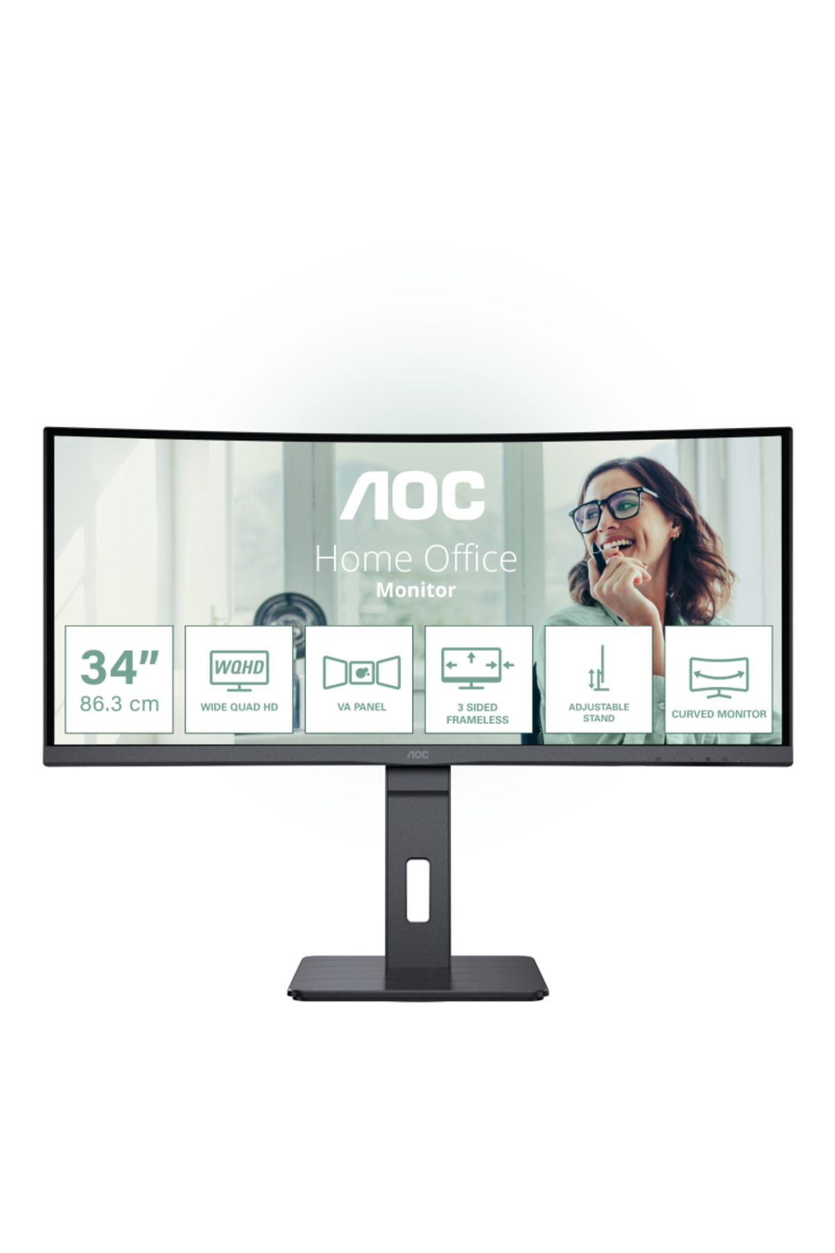 Aoc-Monitor VA, WQHD, 100Hz, 4ms, 1ms, Boxe HDMI, DisplayPort, USB, Negru 2