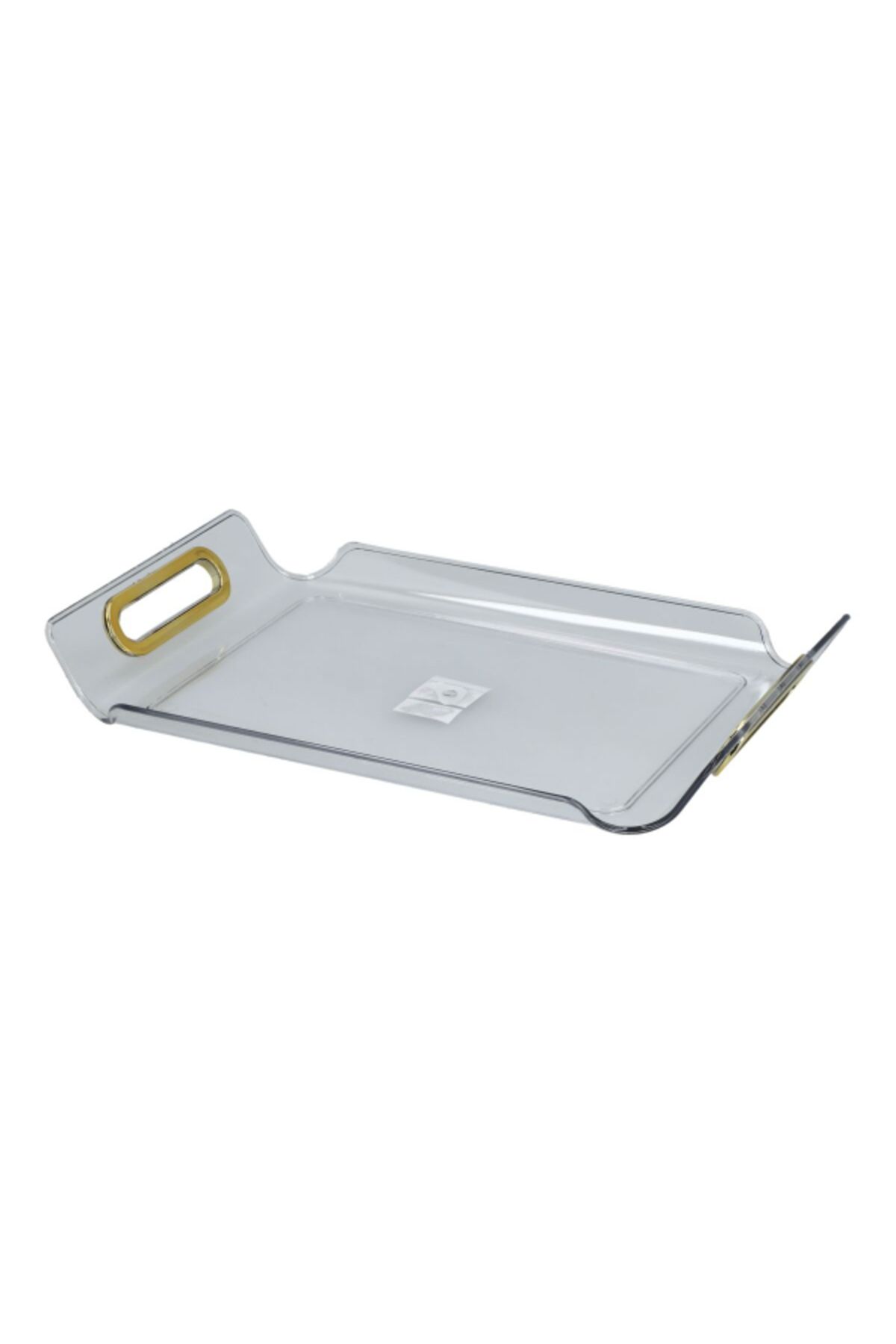 Felli-Rectangular Raised Edge Serving Tray with Handle Clear and Gold X-Large Y1K150050-CL 2