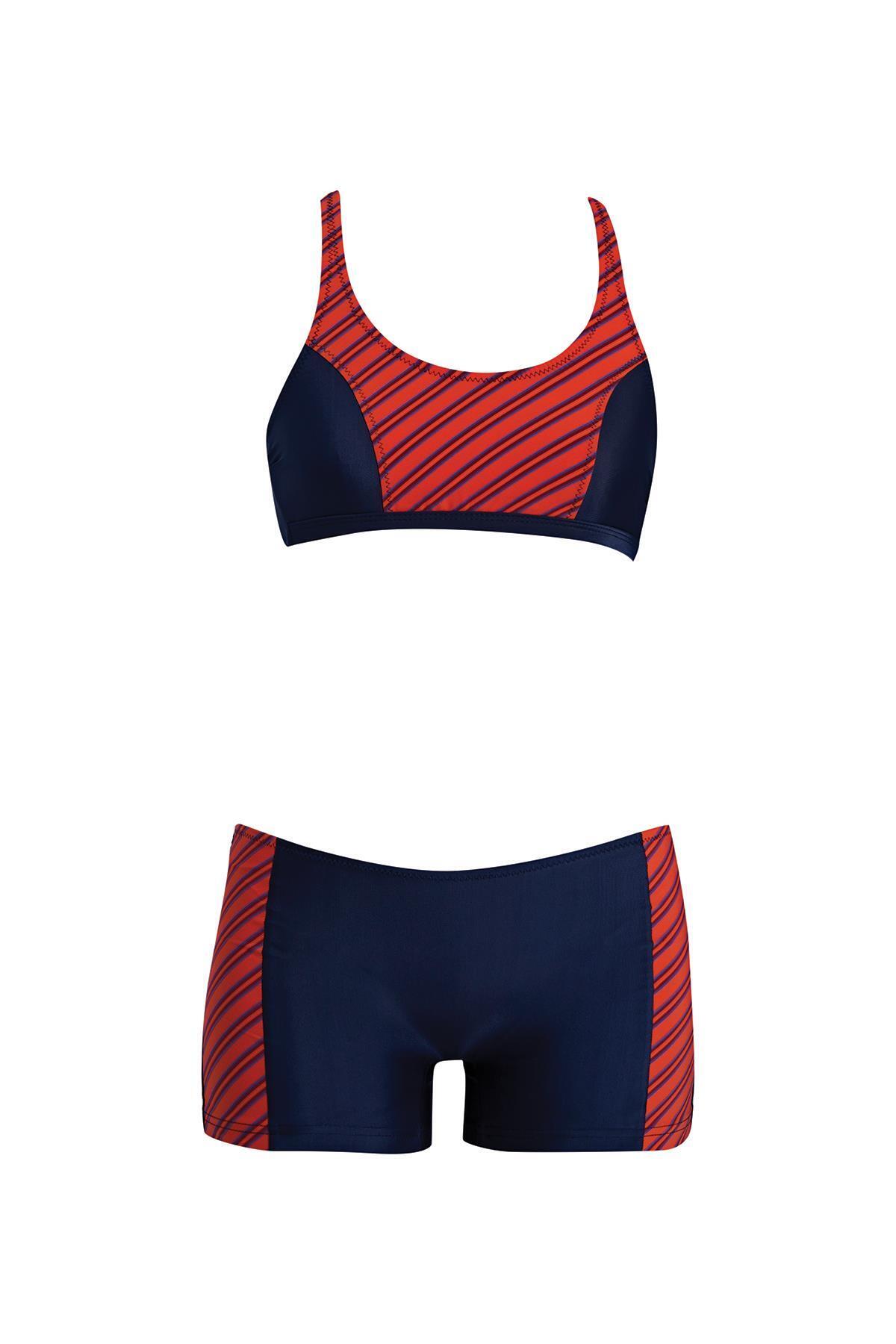 Ruko Maio-24161-1 Girl's Patterned Freeset Bikini with Shorts 1