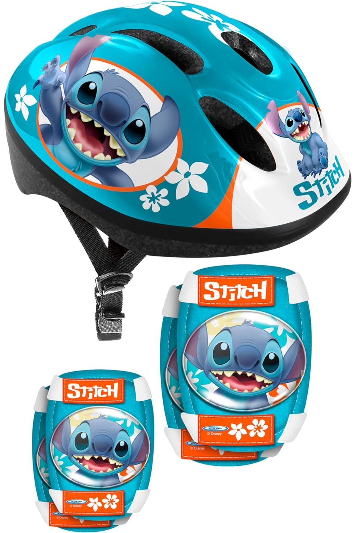 Stitch Set Protectie Pentru Copii, Casca, Genunchiere Si Cotiere, Multicolor, 3-6 Ani, Stitch Femeie - 53 - 57