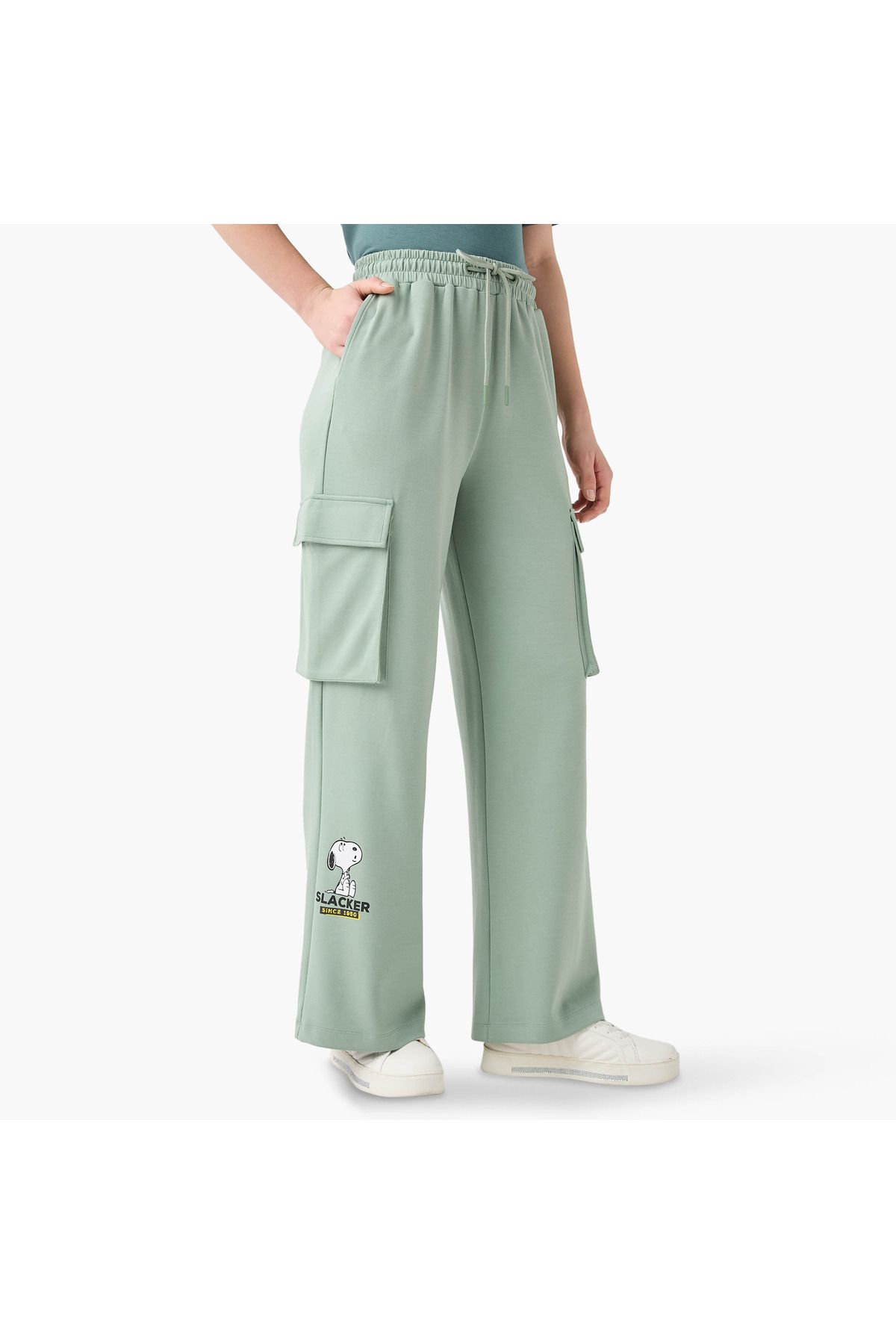 SP Characters-Snoopy Print Cargo Jog Pants with Drawstring Closure 1
