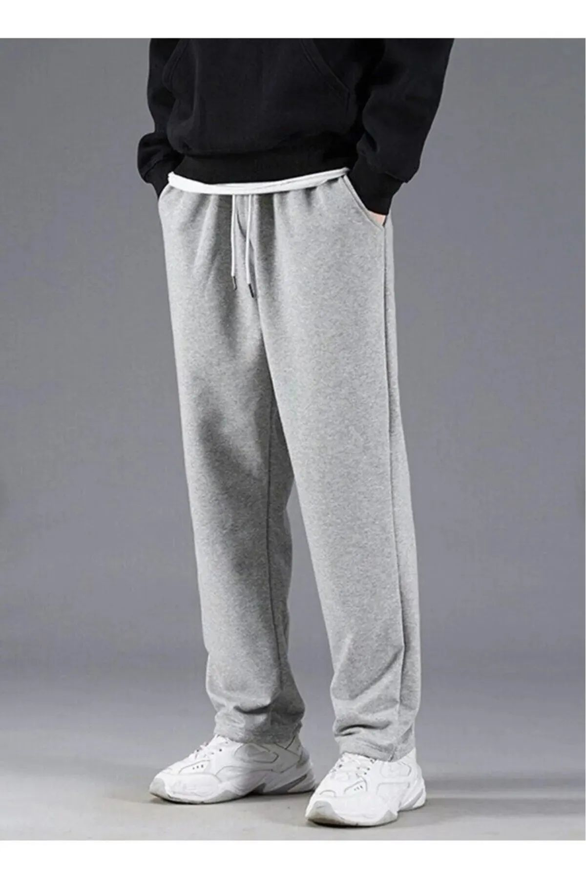 EXSPORT Pantaloni De Trening Gri Cu Picioare Drepte Pentru Bărbați Unisex - L
