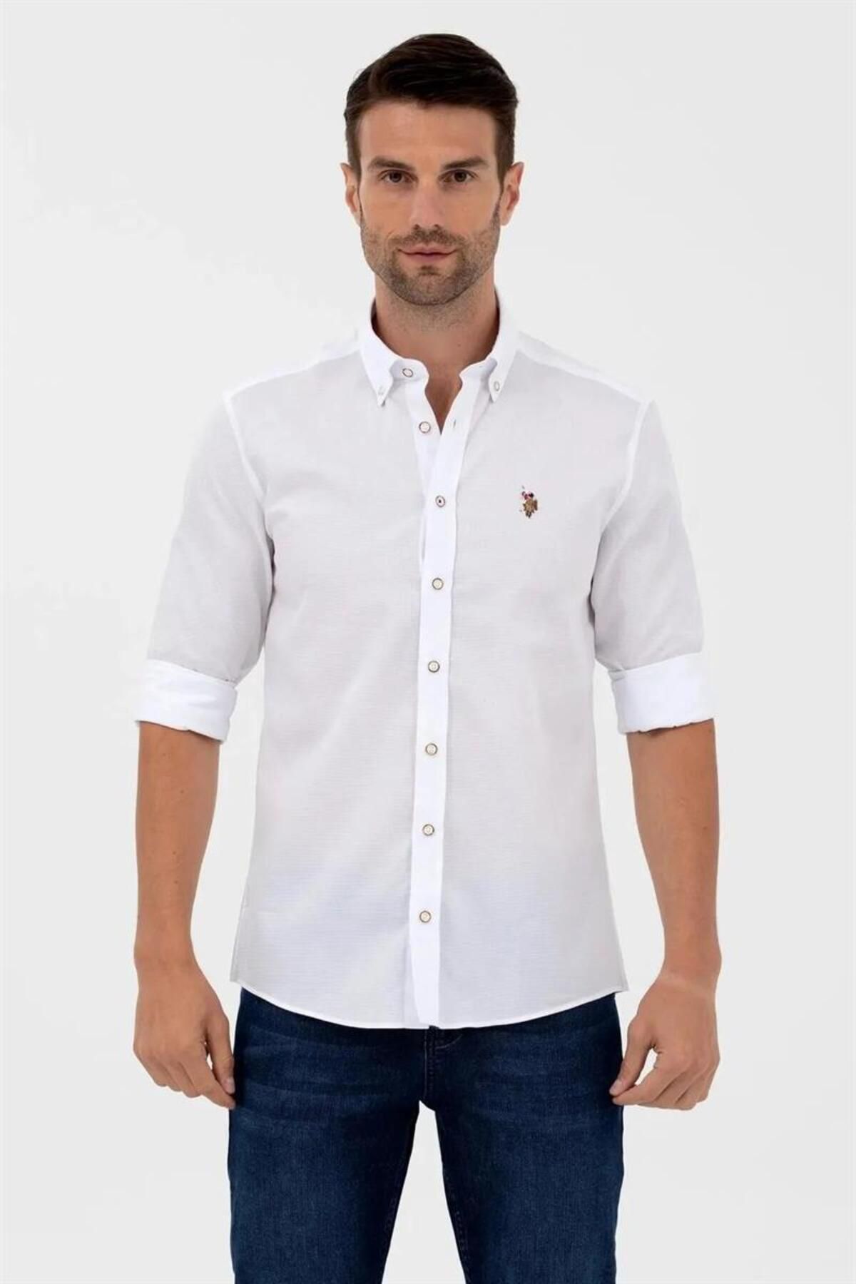 پولو اسن ایالات متحده پیراهن بافت مردانه 1571045 سفید U.S. Polo Assn.