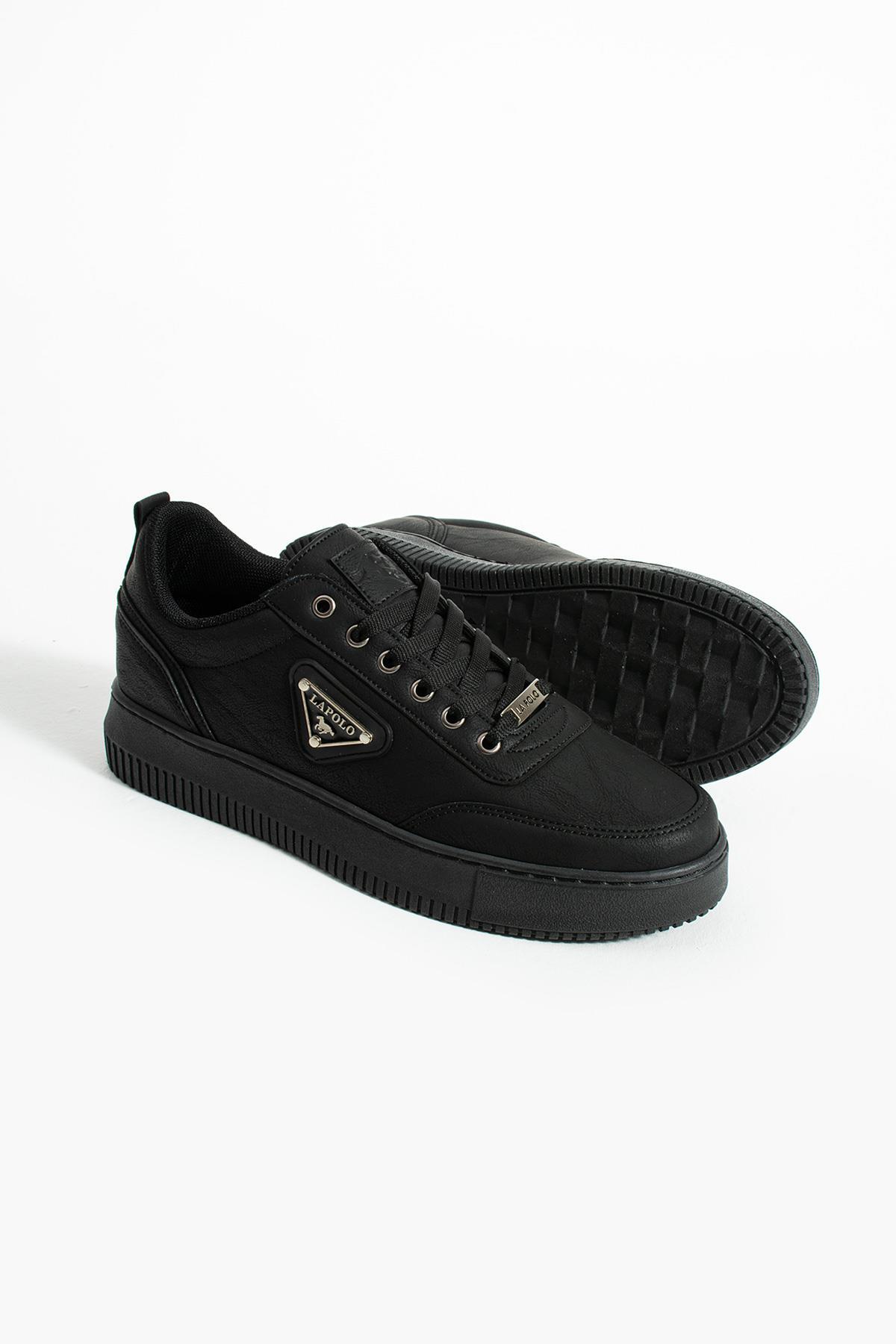 L.A Polo  Kalın Taban Siyah Erkek Snekaer - Görsel 8