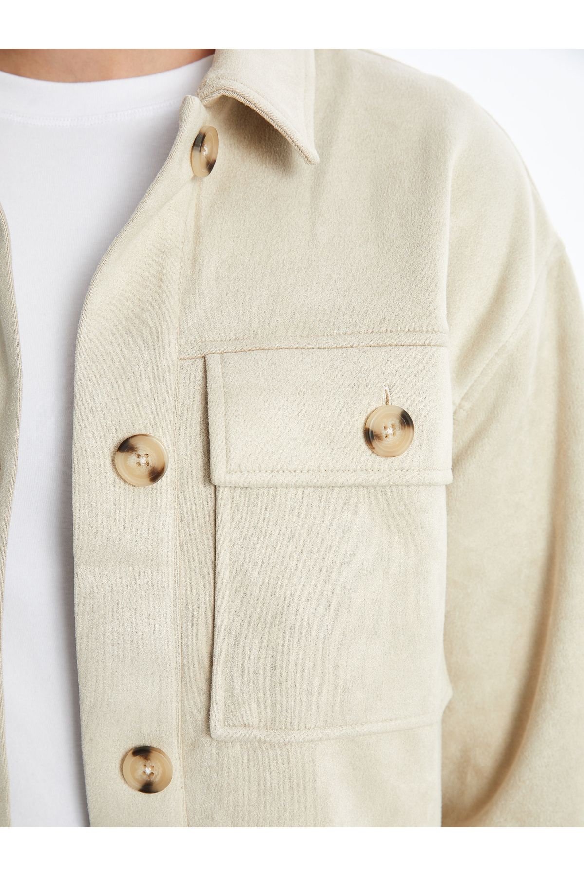 LC Waikiki-Shirt Collar Women's Suede Look Jacket 3