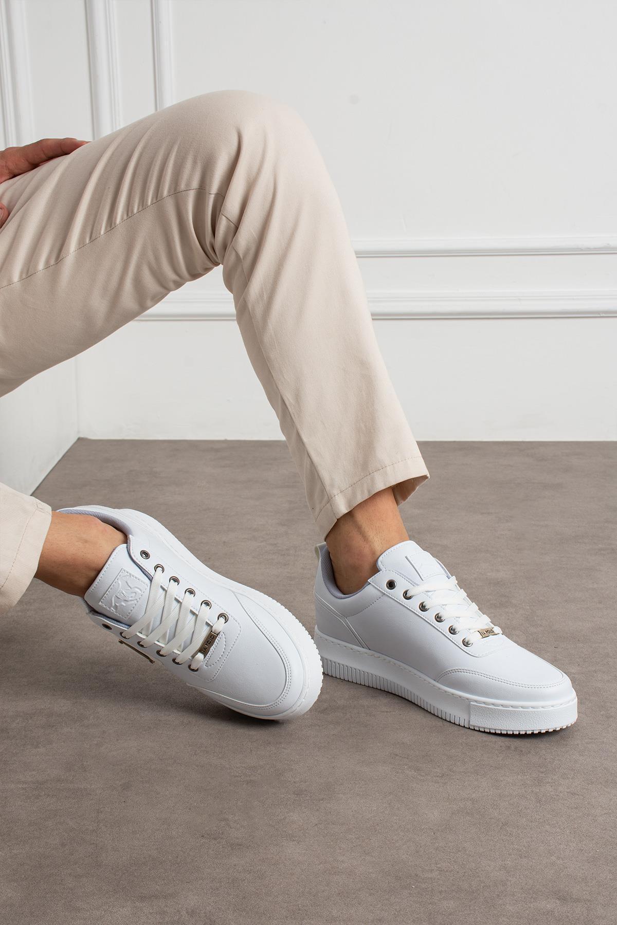 L.A Polo  Kalın Taban Beyaz Erkek Snekaer - Görsel 4