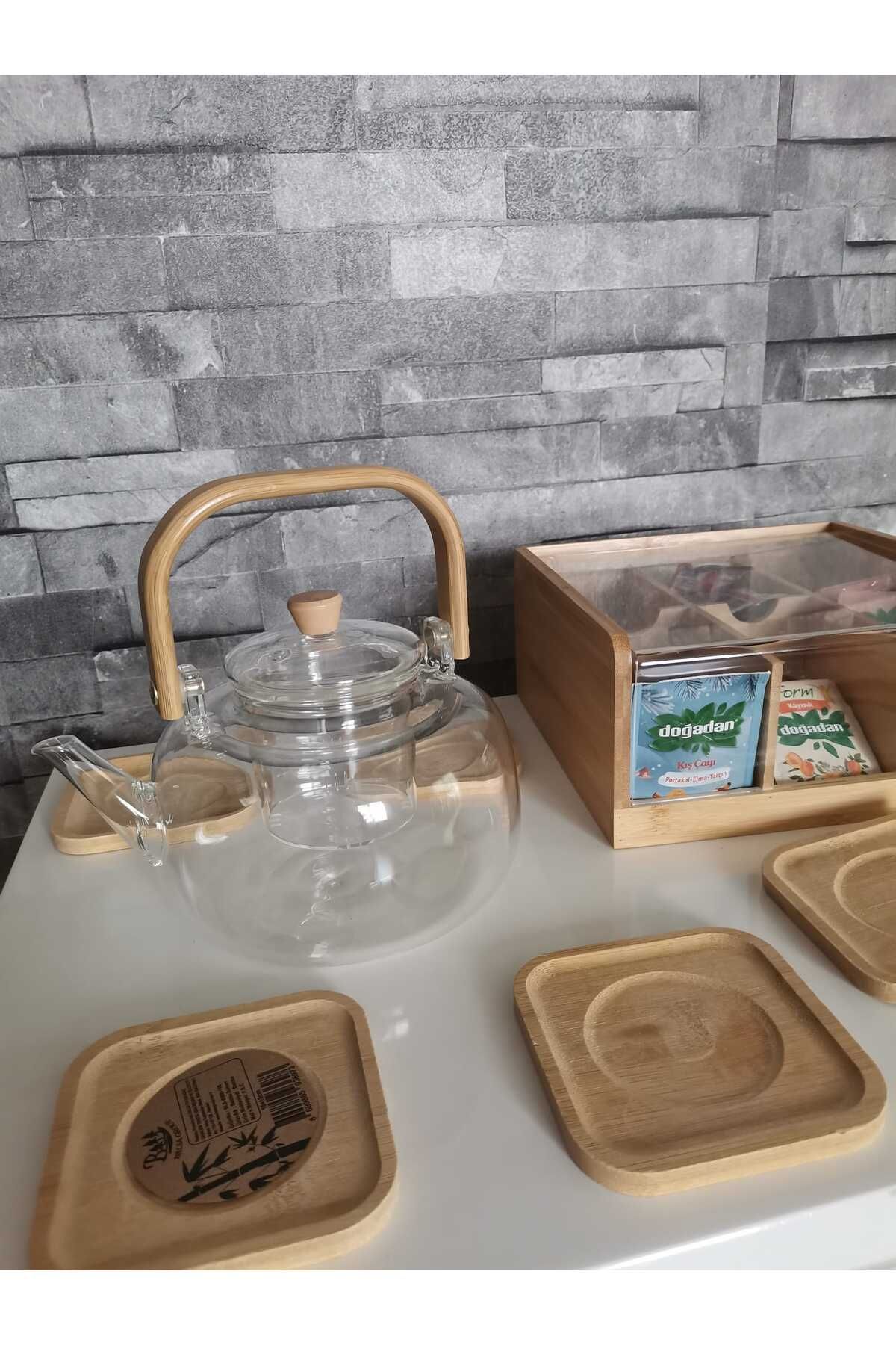 Balsa Grup model 8 parça kare çay tabaklı çay seti