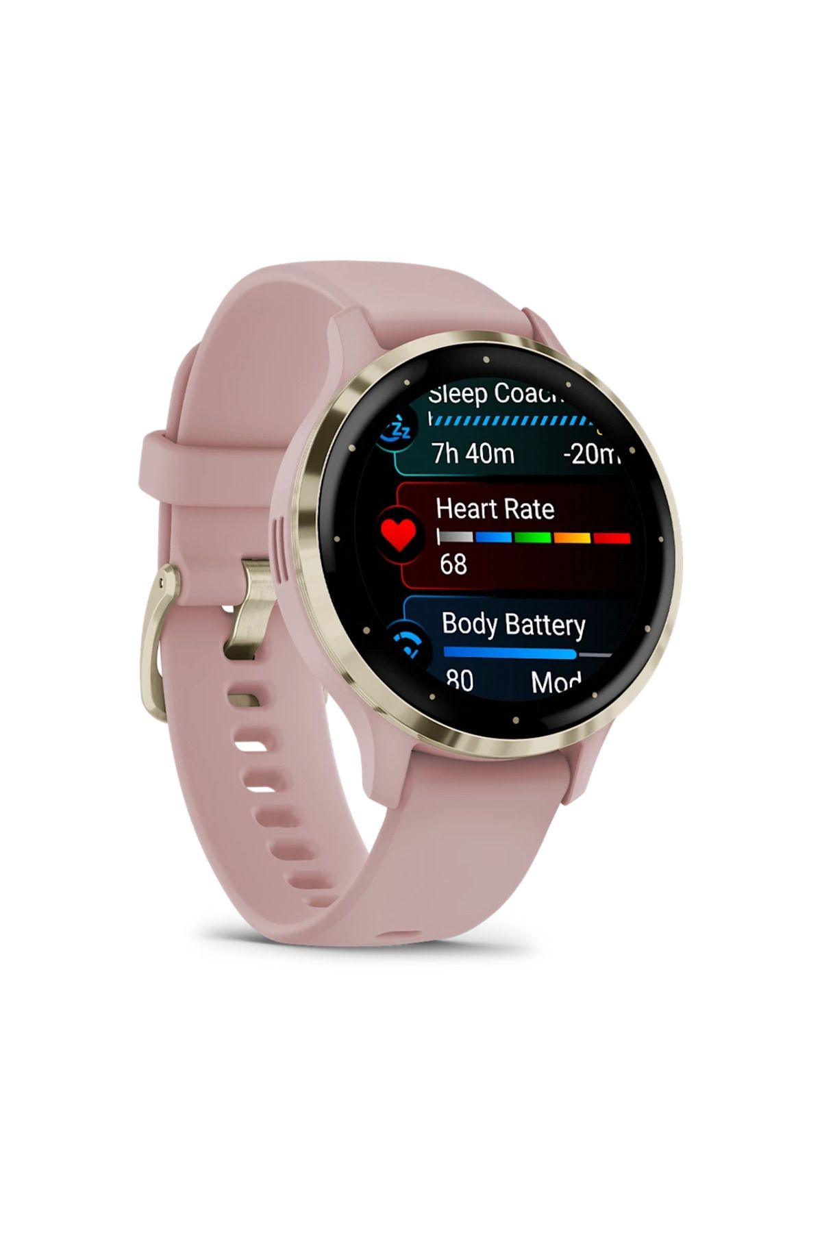 Garmin-VENU 3S SOFT GOLD STAINLESS STEEL BEZEL WITH DUST ROSE CASE AND SILICONE BAND 3