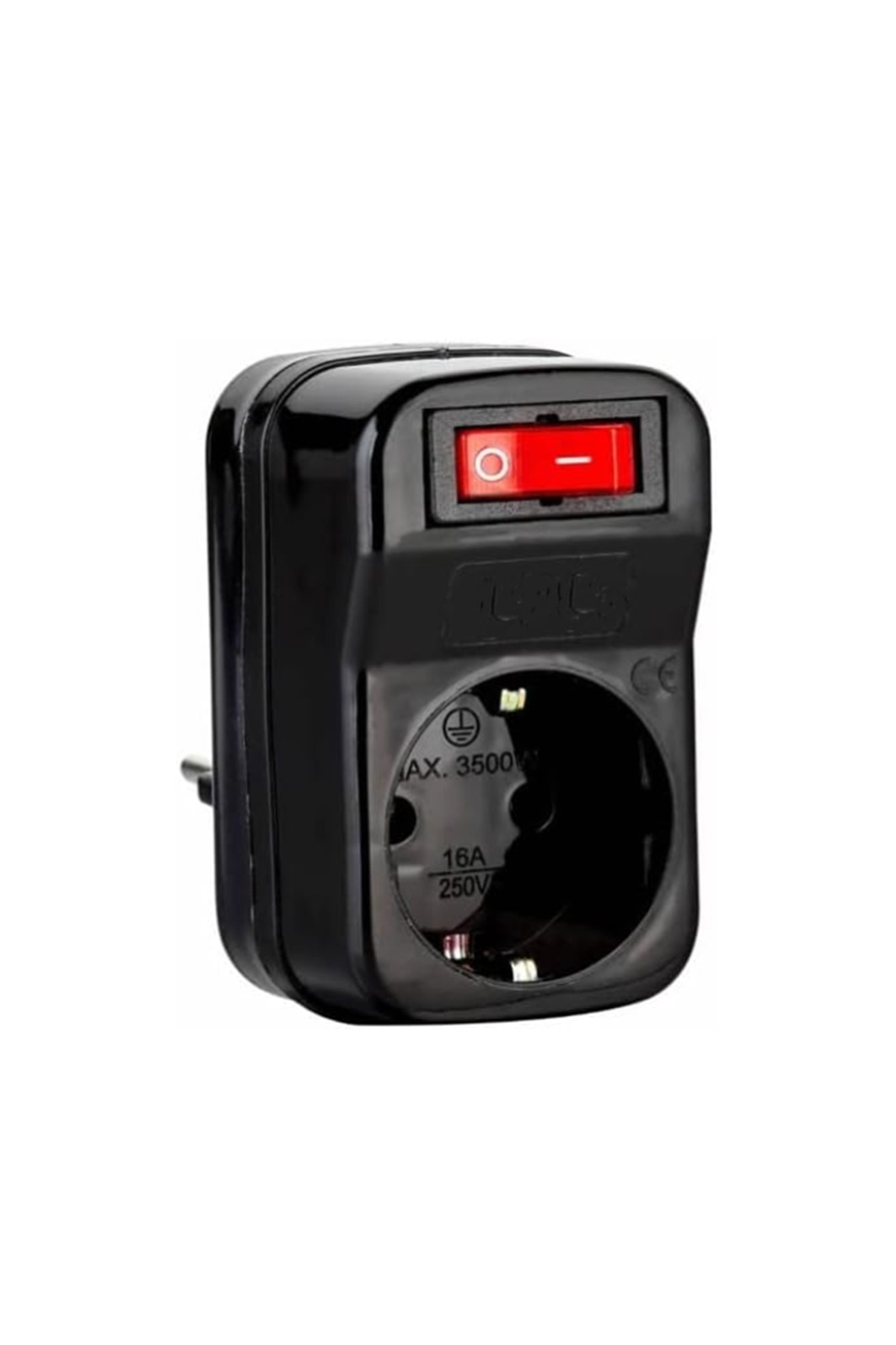 DeftHike-Single Current Protected Switch Socket 16A 250V, Max 3500W Overload Protection (Black) 3