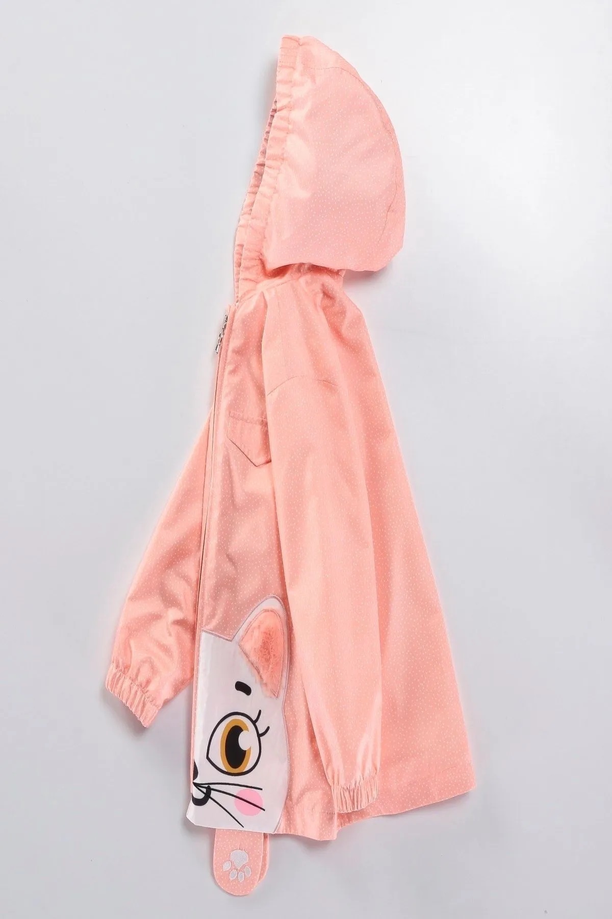 DeKuBaby Yeni Sezon Sevimli KEDİ Figürlü, Kapüşonlu, Pamuk Astarlı BebeK-Çocuk Yağmurluk-Mont fotoğrafı 2 (önizleme)