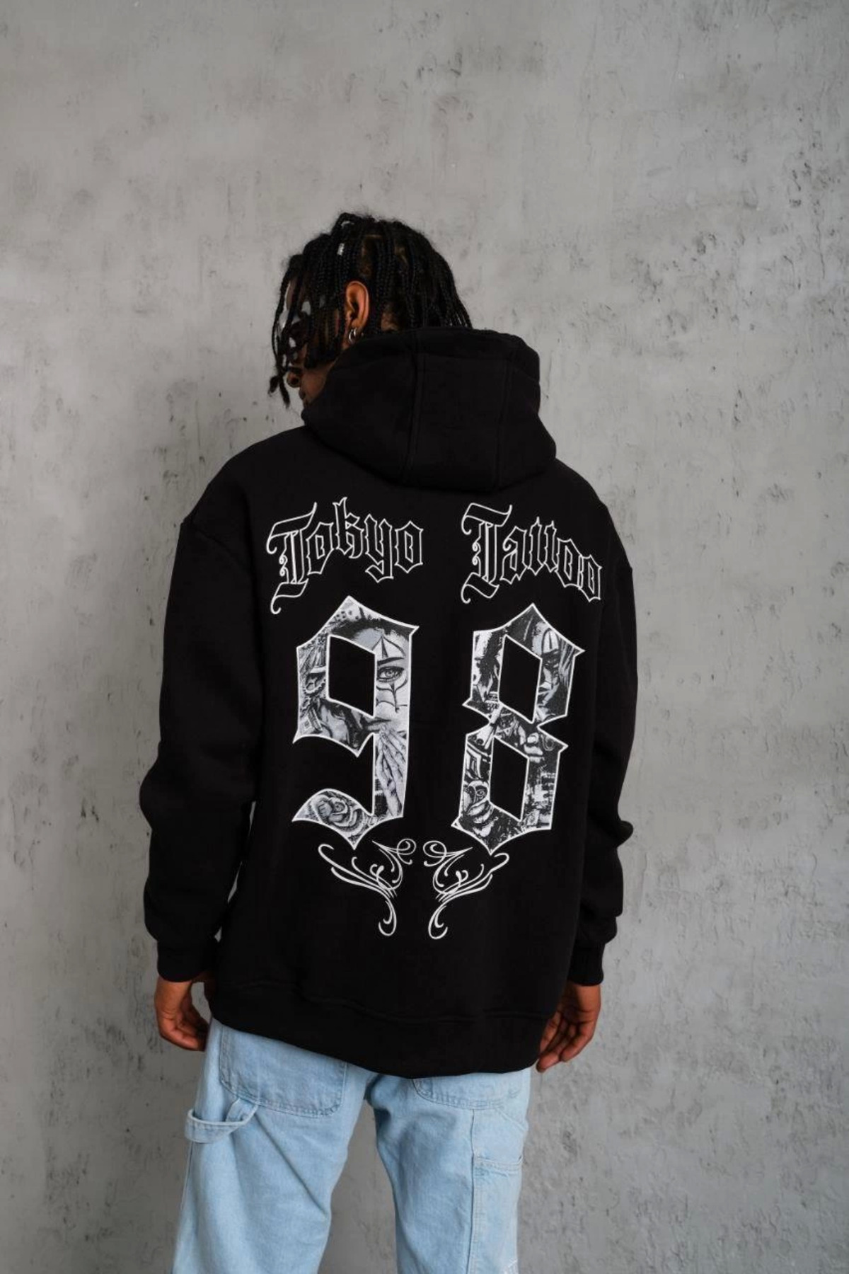 pilelistore 98 Baskılı Kapşonlu Sweat - Siyah fotoğrafı 3 (önizleme)