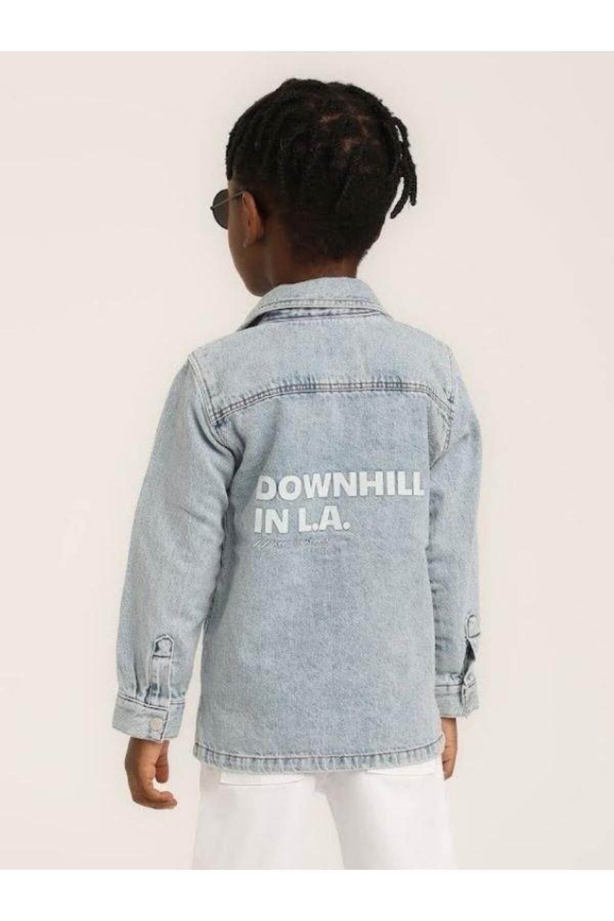 Zekids-Boy's Downhill Written Denim Jacket 8