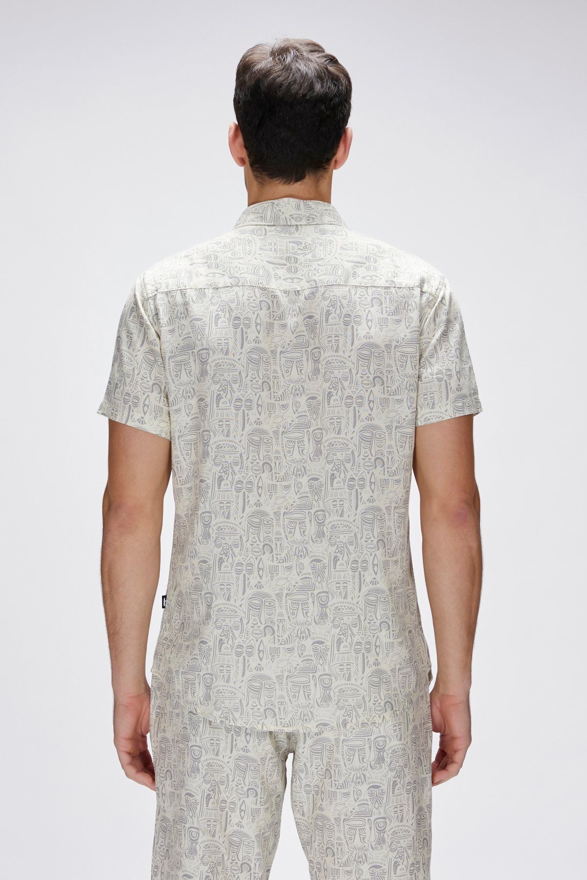 Bad Bear-Merle White Short Sleeve Printed Men's Shirt 5