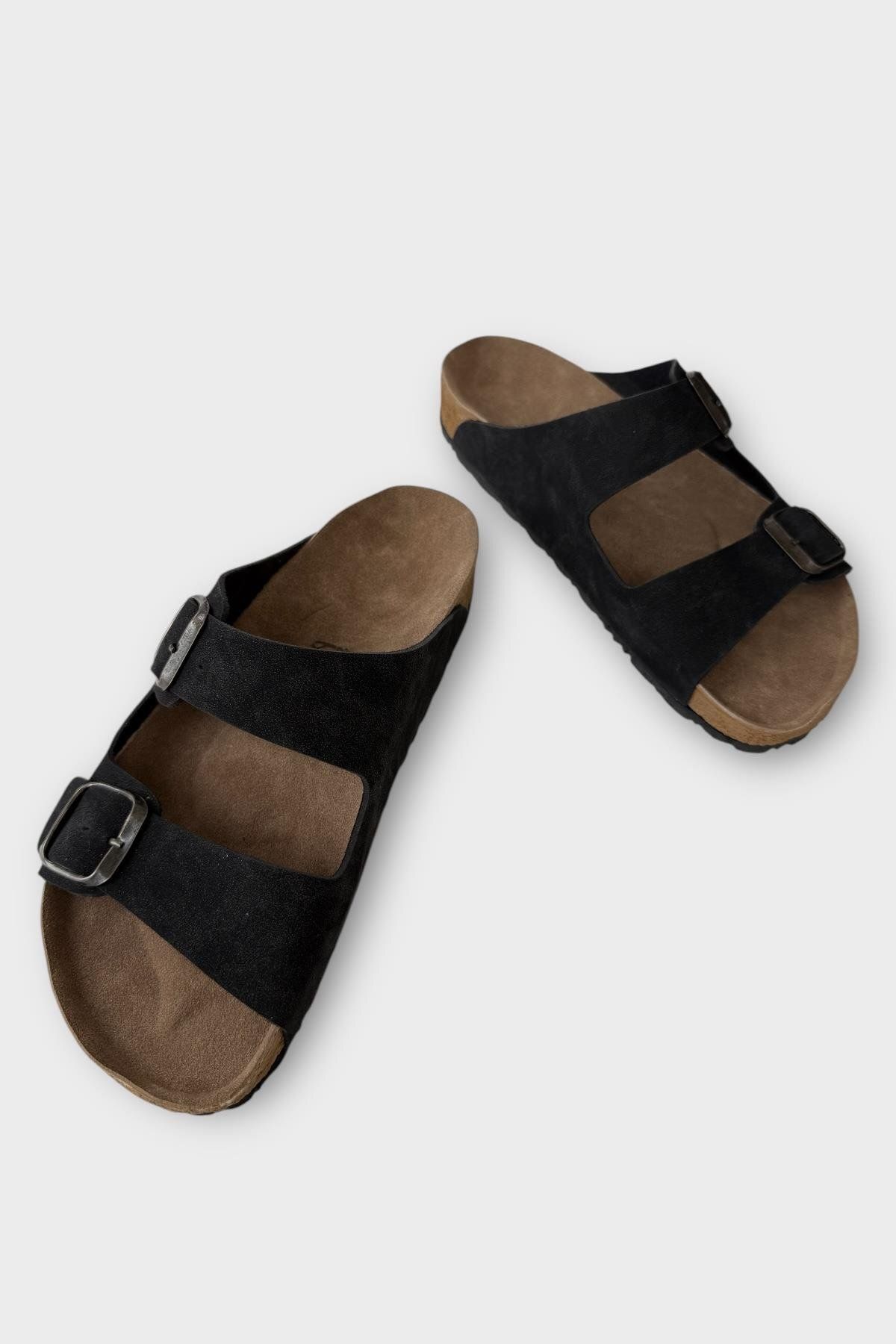 Liger-Unisex Double Buckle Orthopedic Slippers Black 3