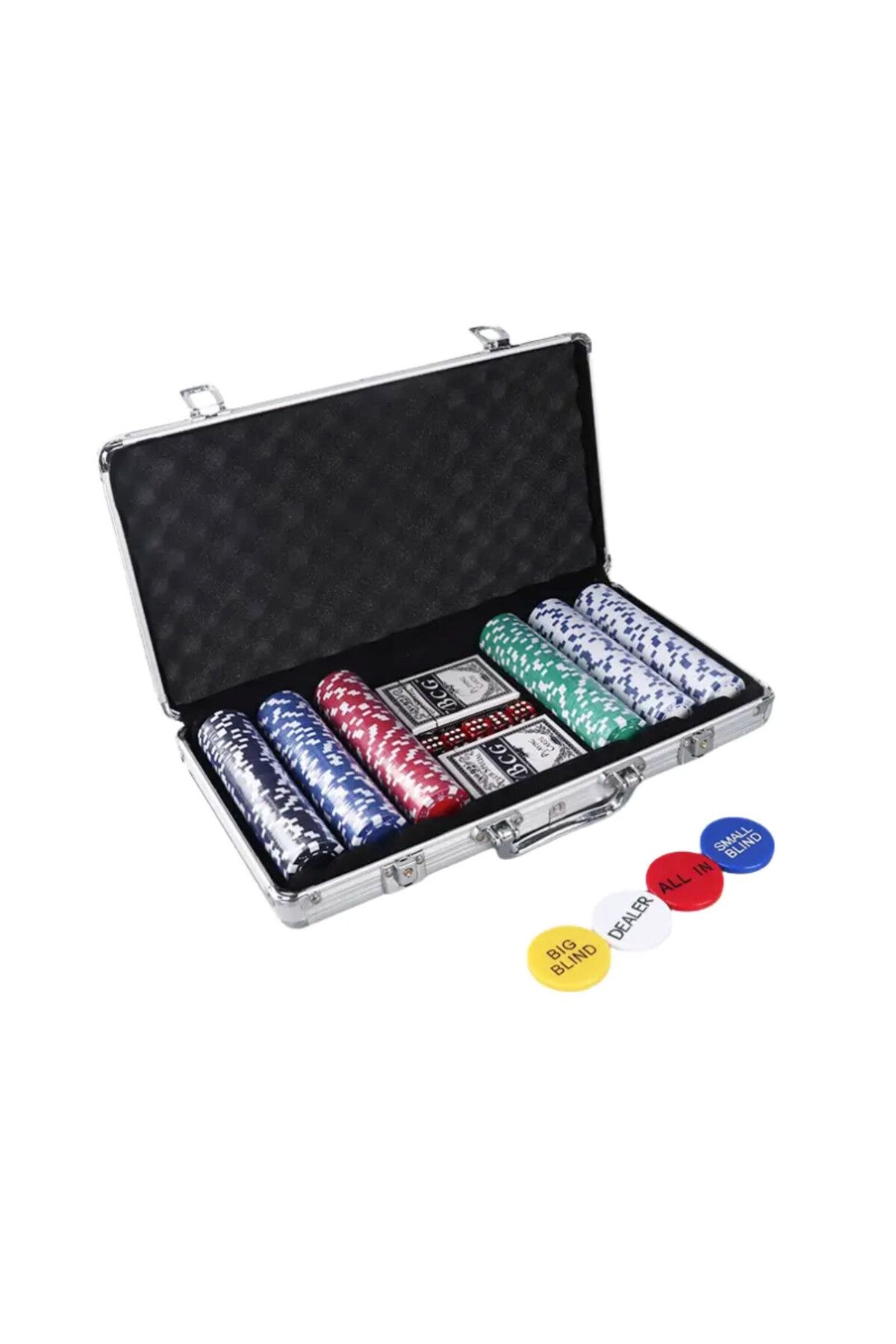 OEM Set Joc De Poker Cu 300 Jetoane Si Zaruri, Arvada All-in Chips Valiza Aluminiu, - One Size