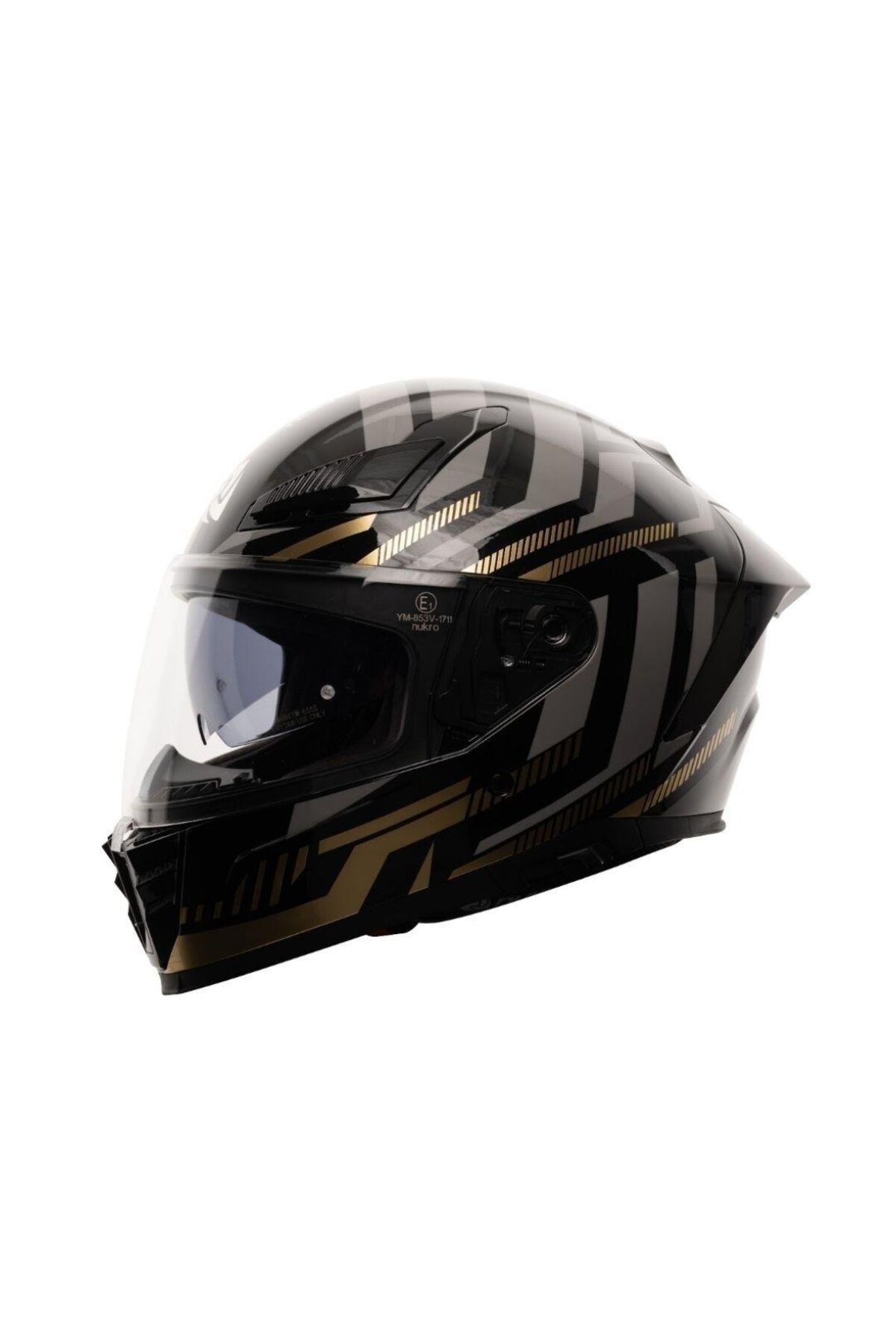 Nukrotech Nukro 853 Power Gold Black Full Face Motosiklet Kaskı