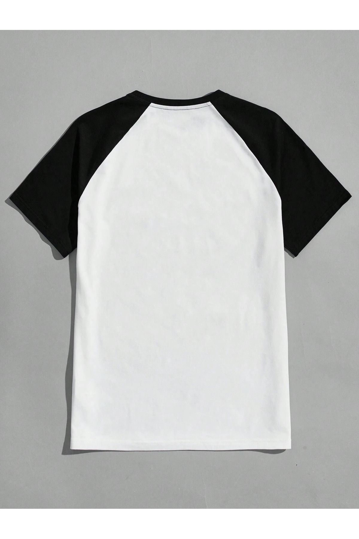 Sweetline Oversize Siyah Beyaz T-shirt - Reglan Kol Unisex Rahat