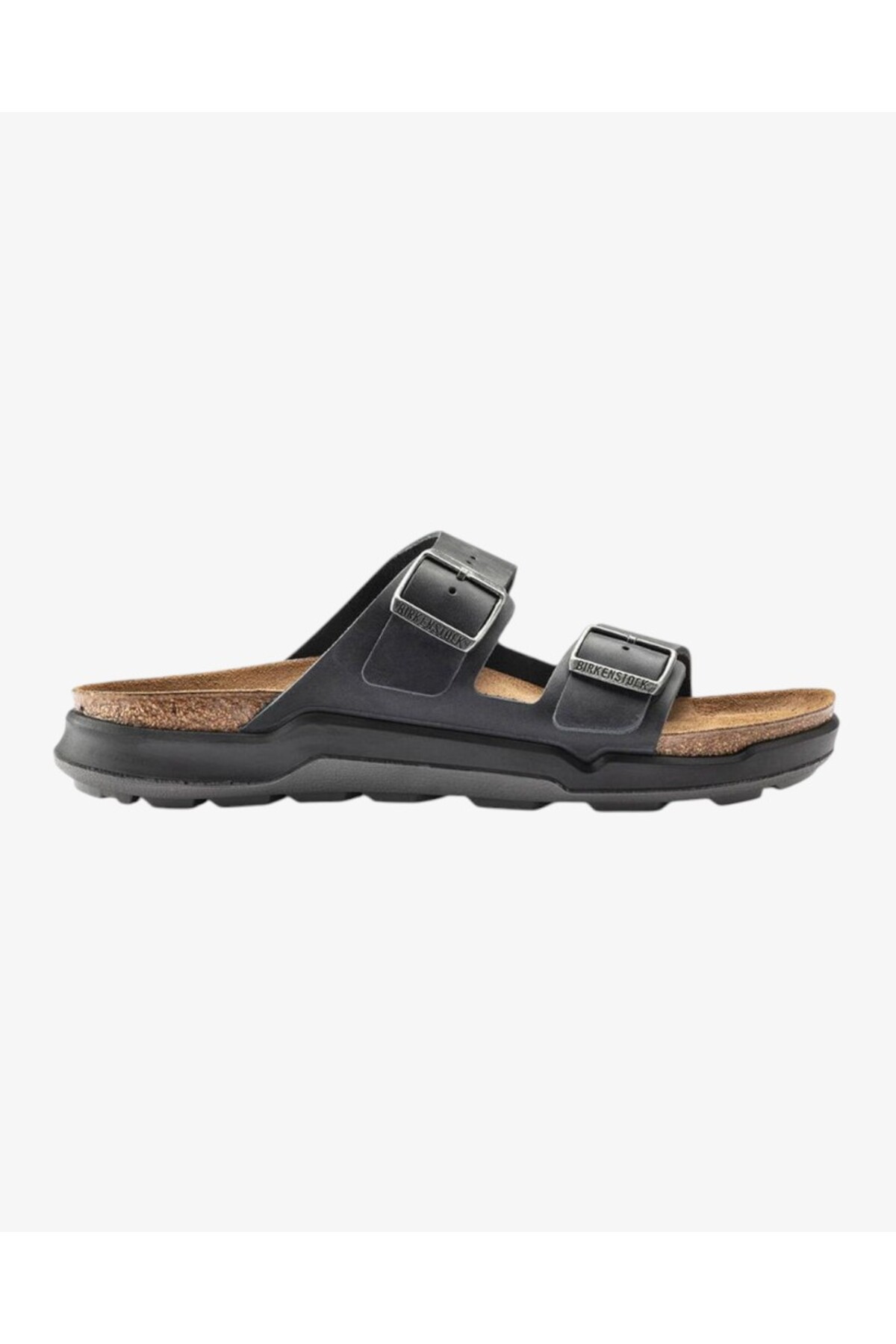 دمپایی مردانه مشکی چرم روغنی آریزونا کد 1018461 بیرکن استاک دمپایی Birkenstock