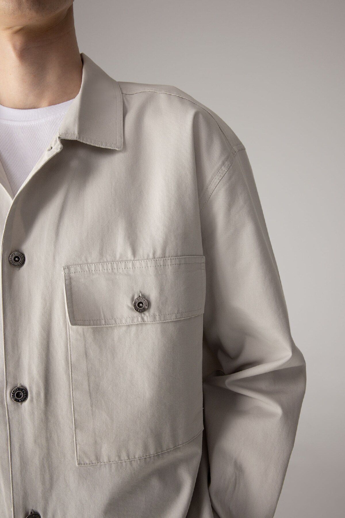 DeFacto-Übergroßer, weit geschnittener Polokragen-Twill-Langarmshirt-Mantel C2896ax24sp 3