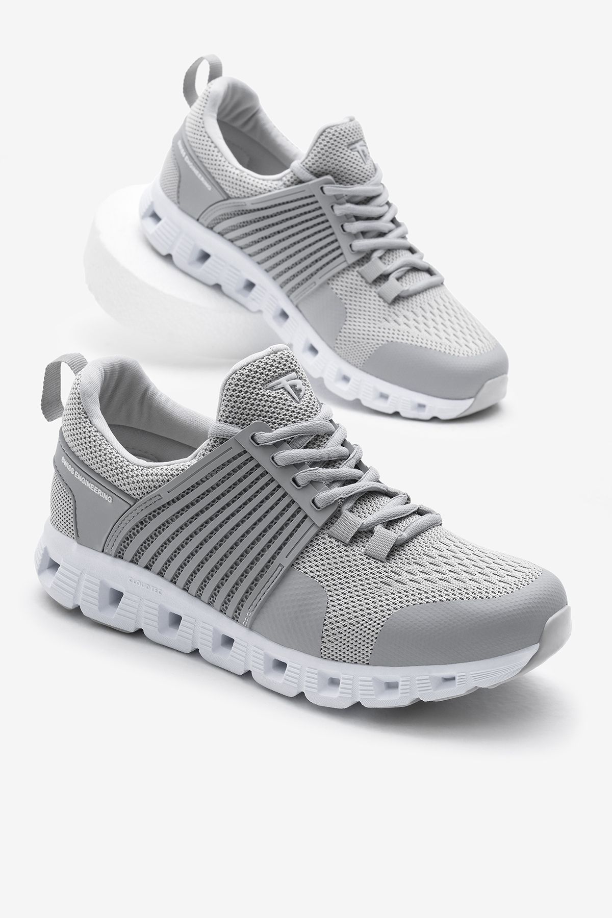 Tonny Black-Pantofi sport cu șireturi din țesătură respirabilă, cu design gri unisex, cu talpă termică 1