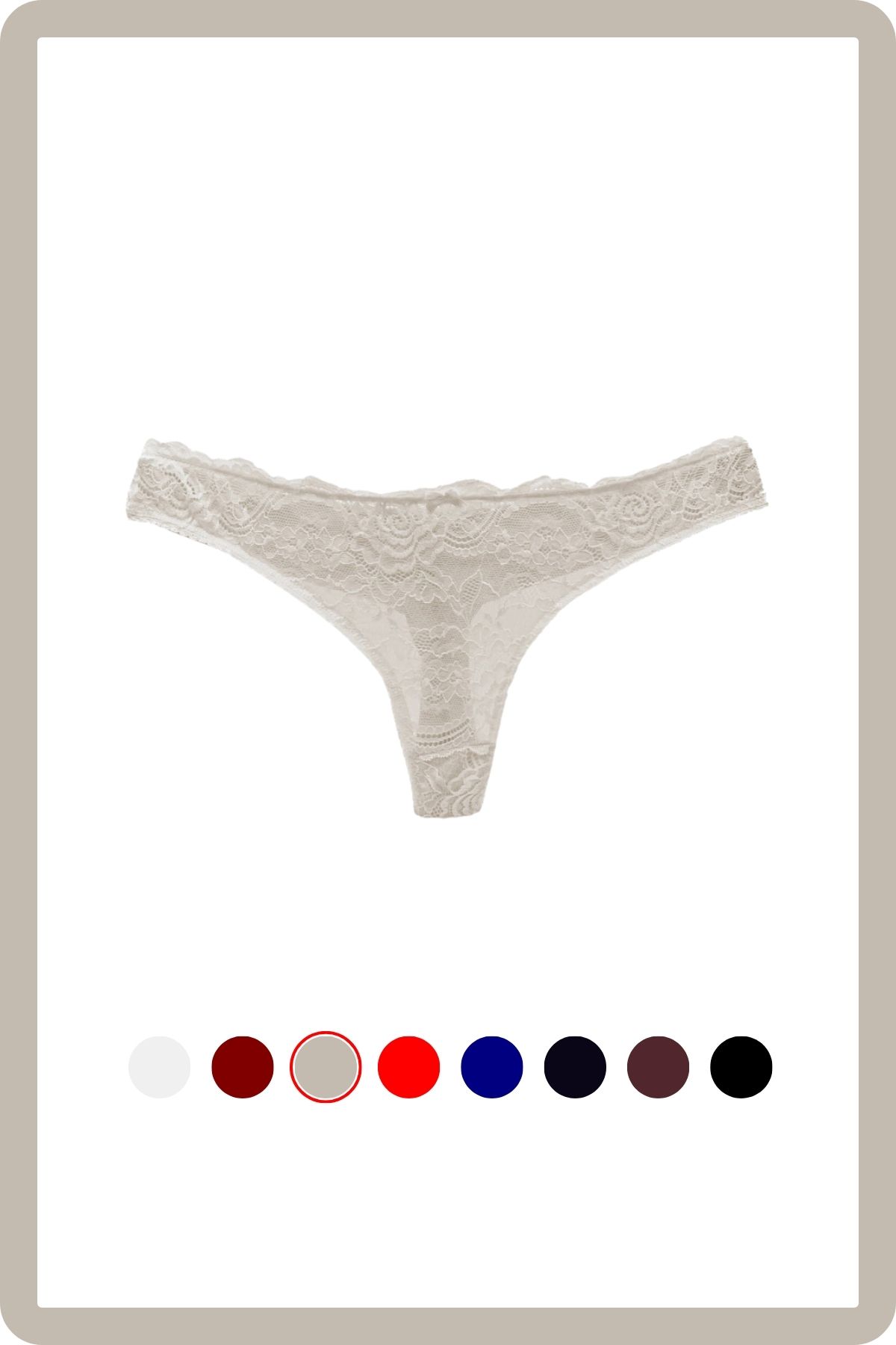 MİSTİRİK-Flexible and Soft Patterned Masara Model Half Lace String Panties - Ecru Color 1