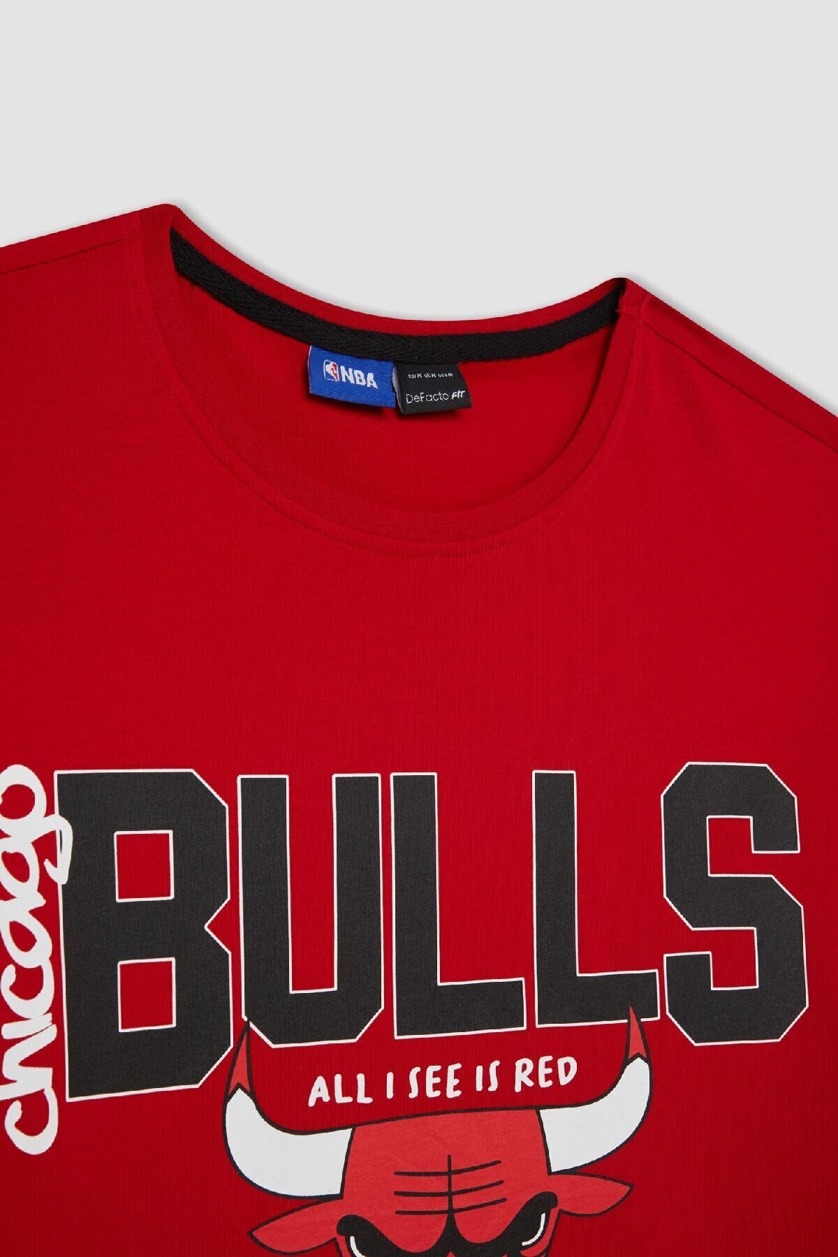 DeFacto-Fit Nba Chicago Bulls Standard Fit με λαιμόκοψη κοντομάνικο μπλουζάκι A1995ax24sm 6