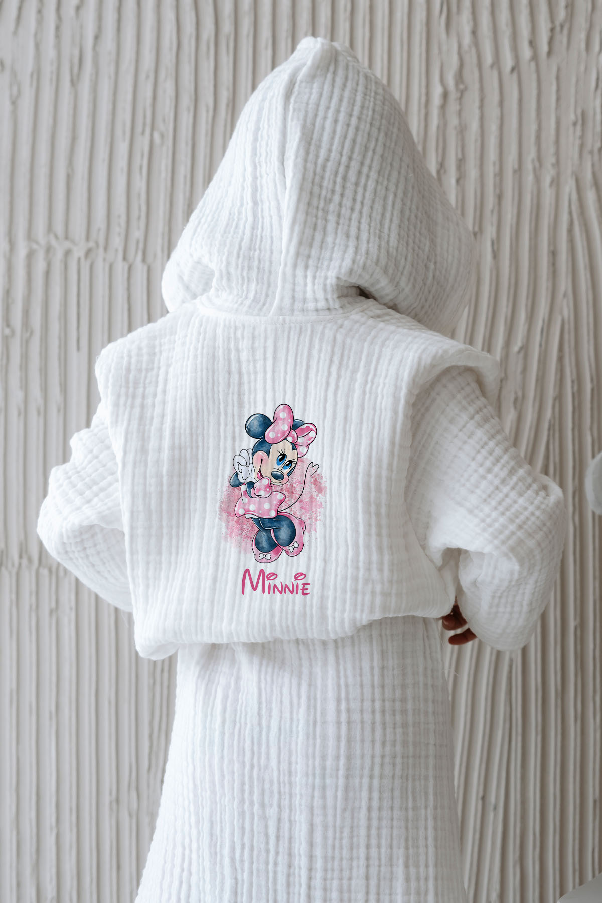 Tuğba Kuğu 4 Kat Müslin Bornoz - Cartoon Serisi - Şirin Pembe Elbiseli Mini Fare fotoğrafı 4 (önizleme)