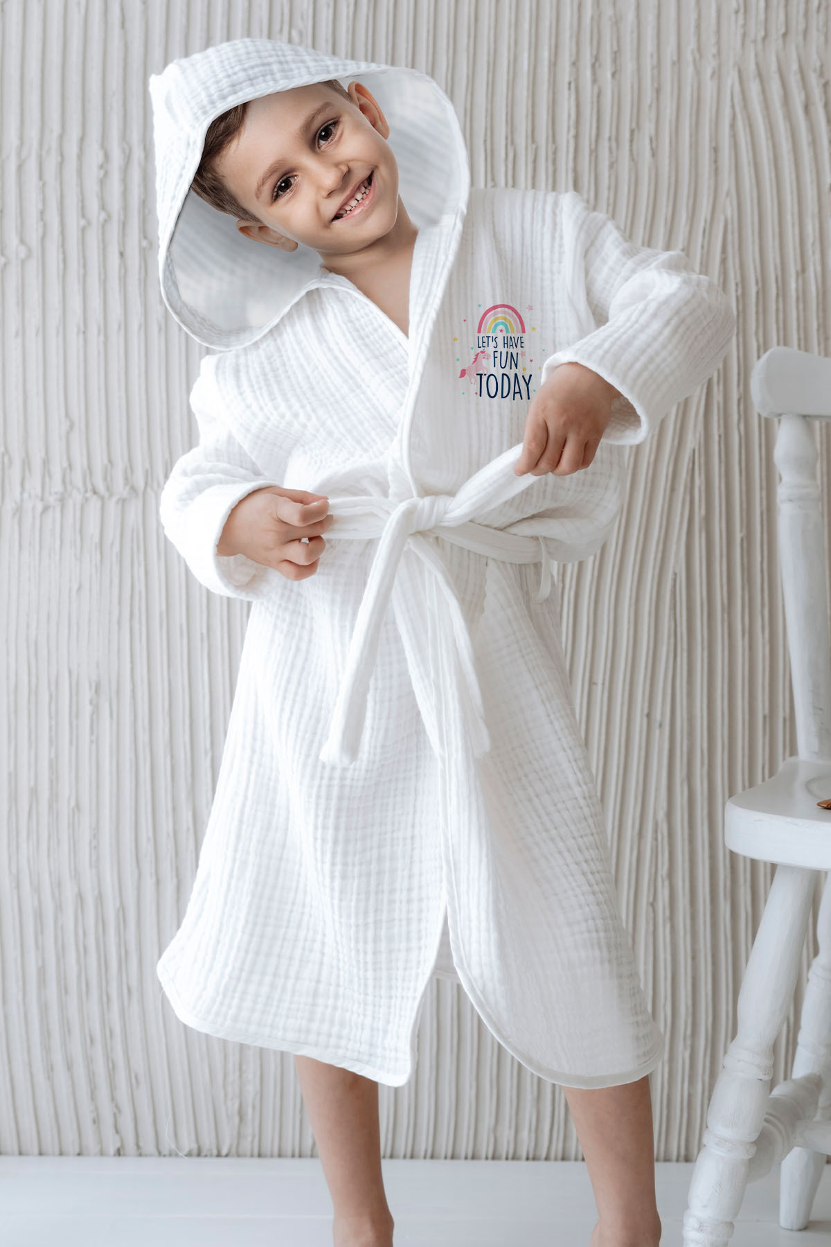 Tuğba Kuğu 4 Kat Müslin Bornoz - Pure Baby Serisi - Unicorn Fun fotoğrafı 6 (önizleme)