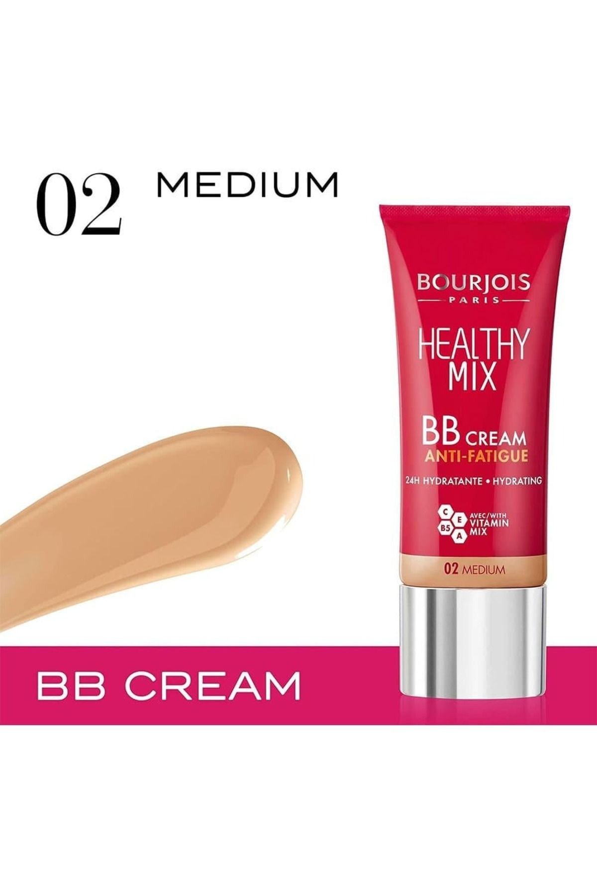 Bourjois-🌟 كريم بي بي المضاد للتعب من بورجوا هيلثي ميكس - 02 متوسط (30 مل) 1
