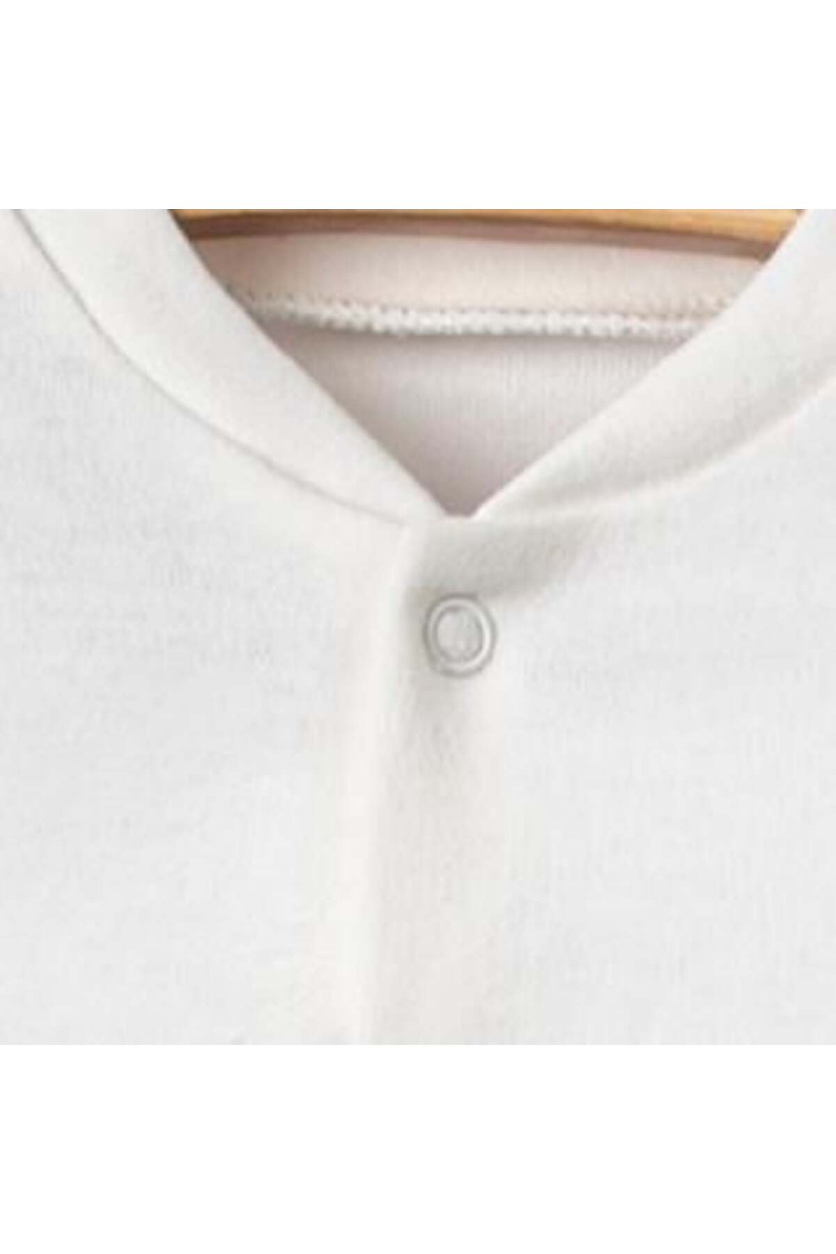 Necix's Kolej Yaka Çıtçıtlı Şapkalı Eldivenli Üçlü Tulum Beyaz fotoğrafı 5 (önizleme)