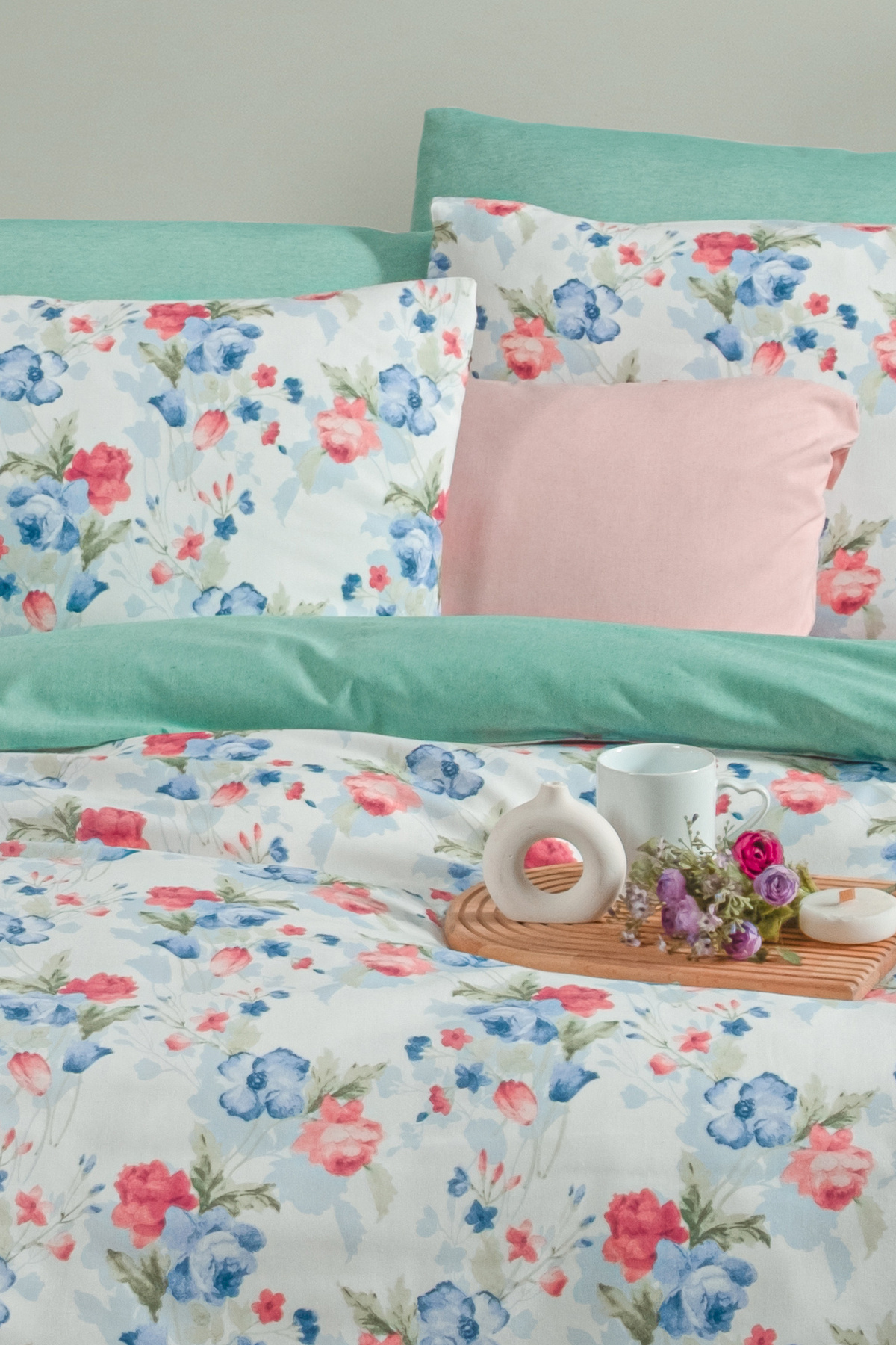 MyStory Home-Set cuvertură dublă cu cearșafuri elastice Roseto-Green 5