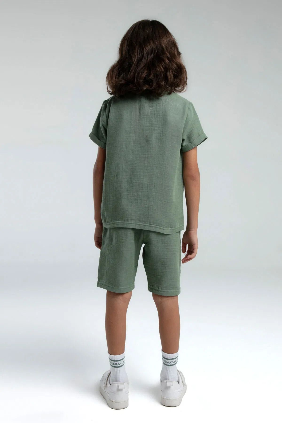 Rolypoly-Boy 2-8 Years Old Green Muslin Shorts Suit with 2 Pieces 5