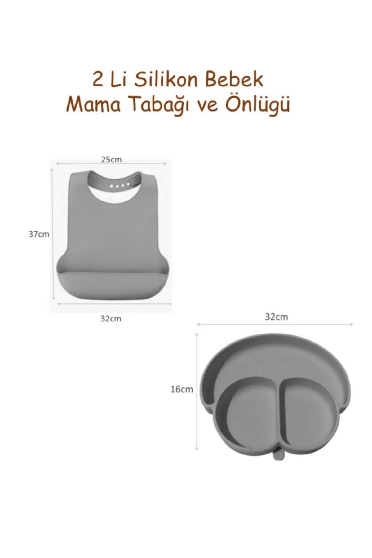 CKM silikon 4lü silikon bebek beslenme seti 3 bölmeli mama tabağı bardak kaşık önlük fotoğrafı 4 (önizleme)