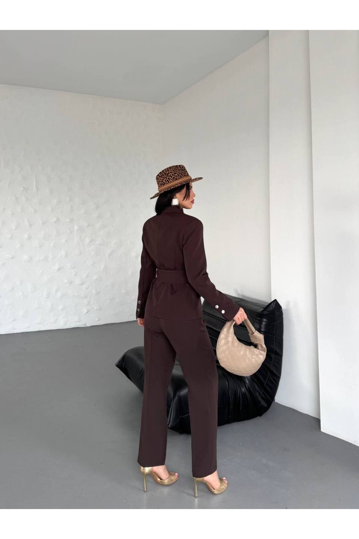 ZF BUTİK-Women's Cekey Trousers Snap Detail Suit 5