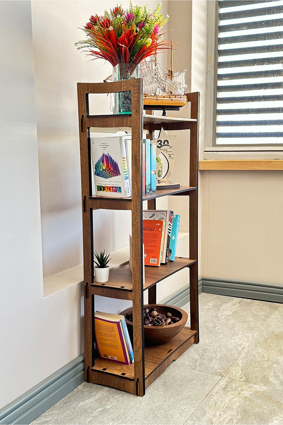 Wooden 4 Stage Open Bookshelf Library Multi Purpose Shelf File Office Living Room Shelf