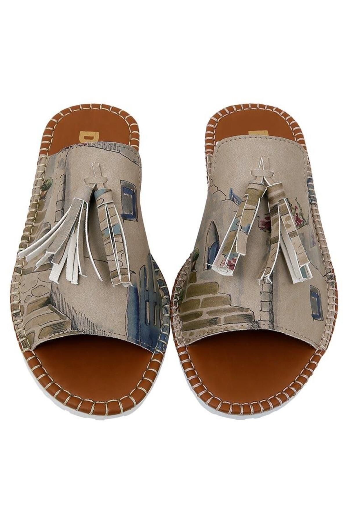 Dogo-Women's Vegan Leather Multicolor Slippers - Paperflowers Design 2