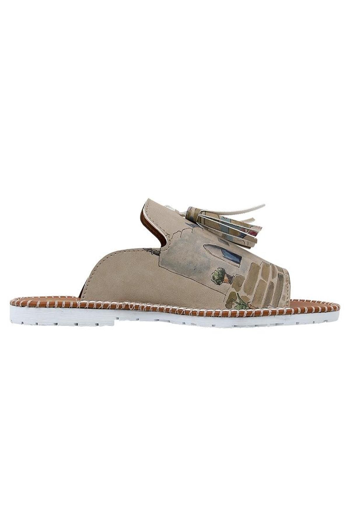 Dogo-Women's Vegan Leather Multicolor Slippers - Paperflowers Design 4