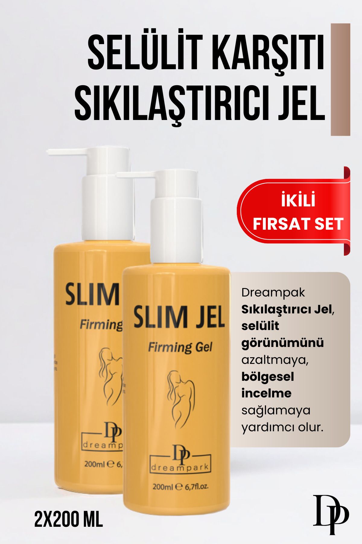 DREAMPARK İkili Selülit Ve Çatlak Giderici, , Sıkılaştırıcı Ve Vücut Şekillendirici Selülit Jeli 250 Ml