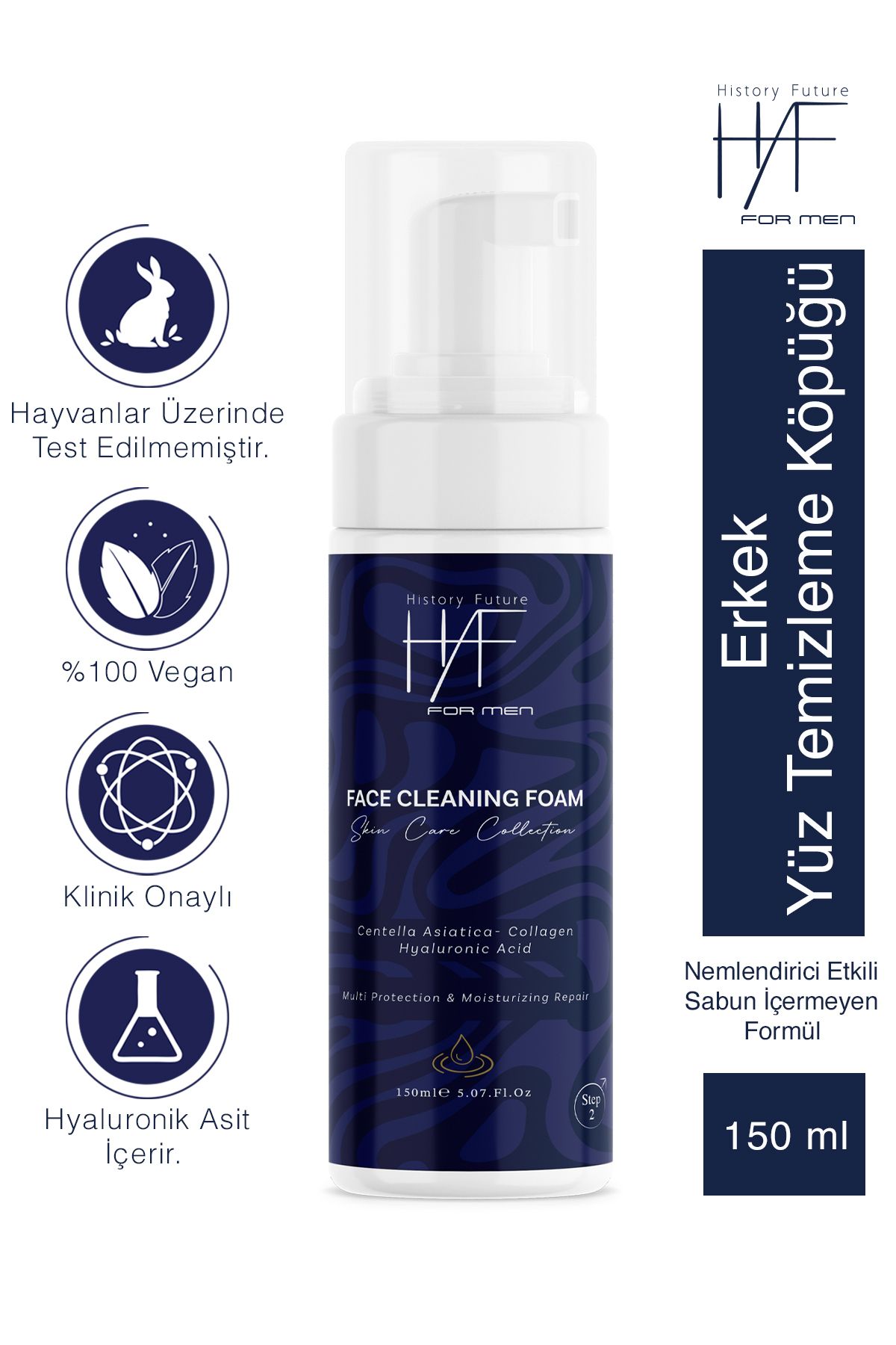 history future-Men's Facial Cleansing Foam Deep Cleansing Moisturizing Effect Soap-Free Formula 150ml 1