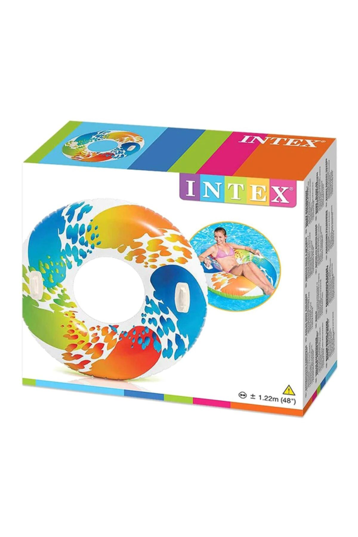 Intex-أنبوب دائري قابل للنفخ مع مقابض شديدة التحمل 122 سم 3