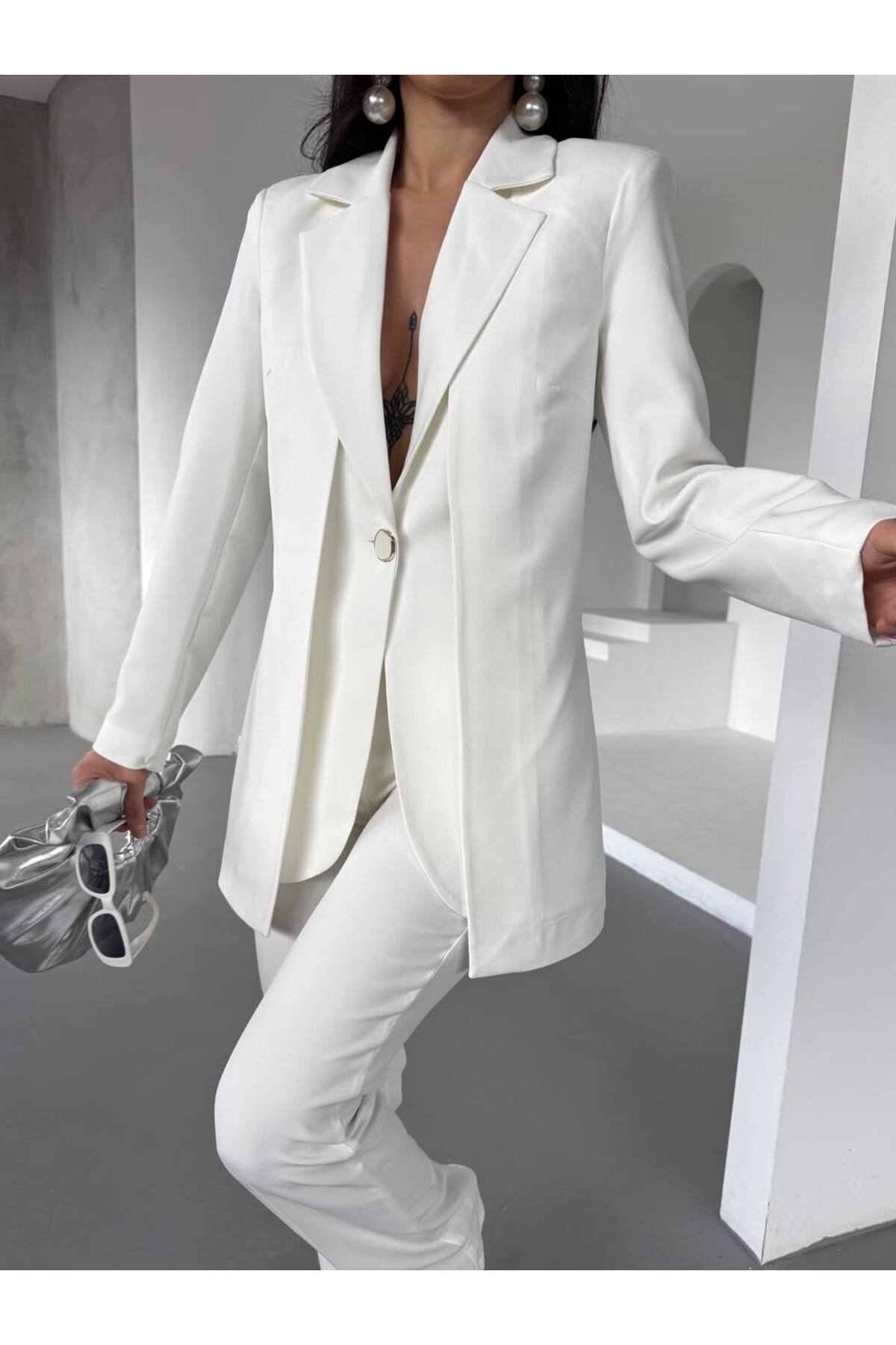 ZF BUTİK-Women's Special Design Jacket High Waist Premium Suit 8