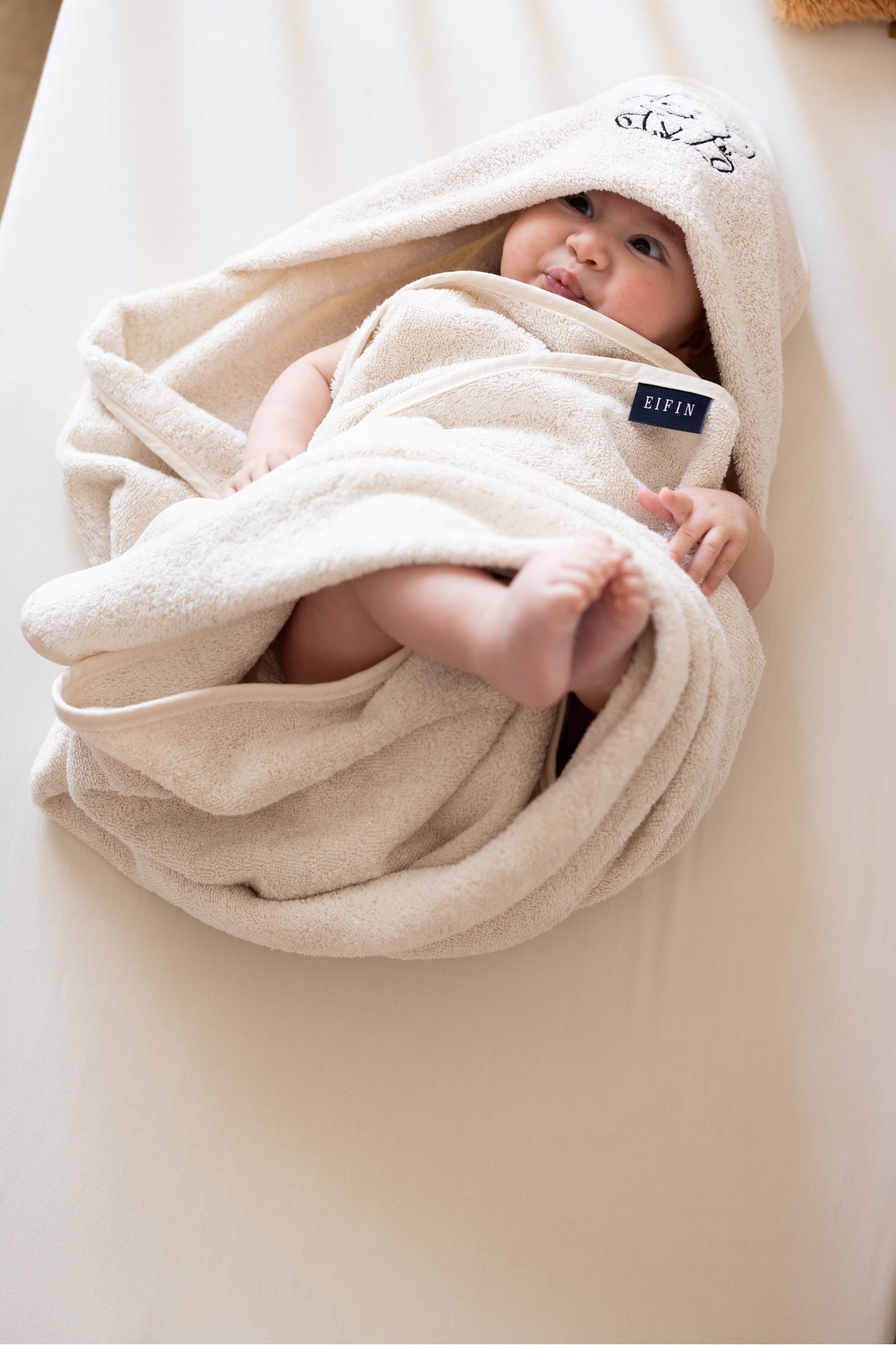 EIFIN Pamuklu Bebek Havlu Kundak Fil Nakışlı fotoğrafı 2 (önizleme)